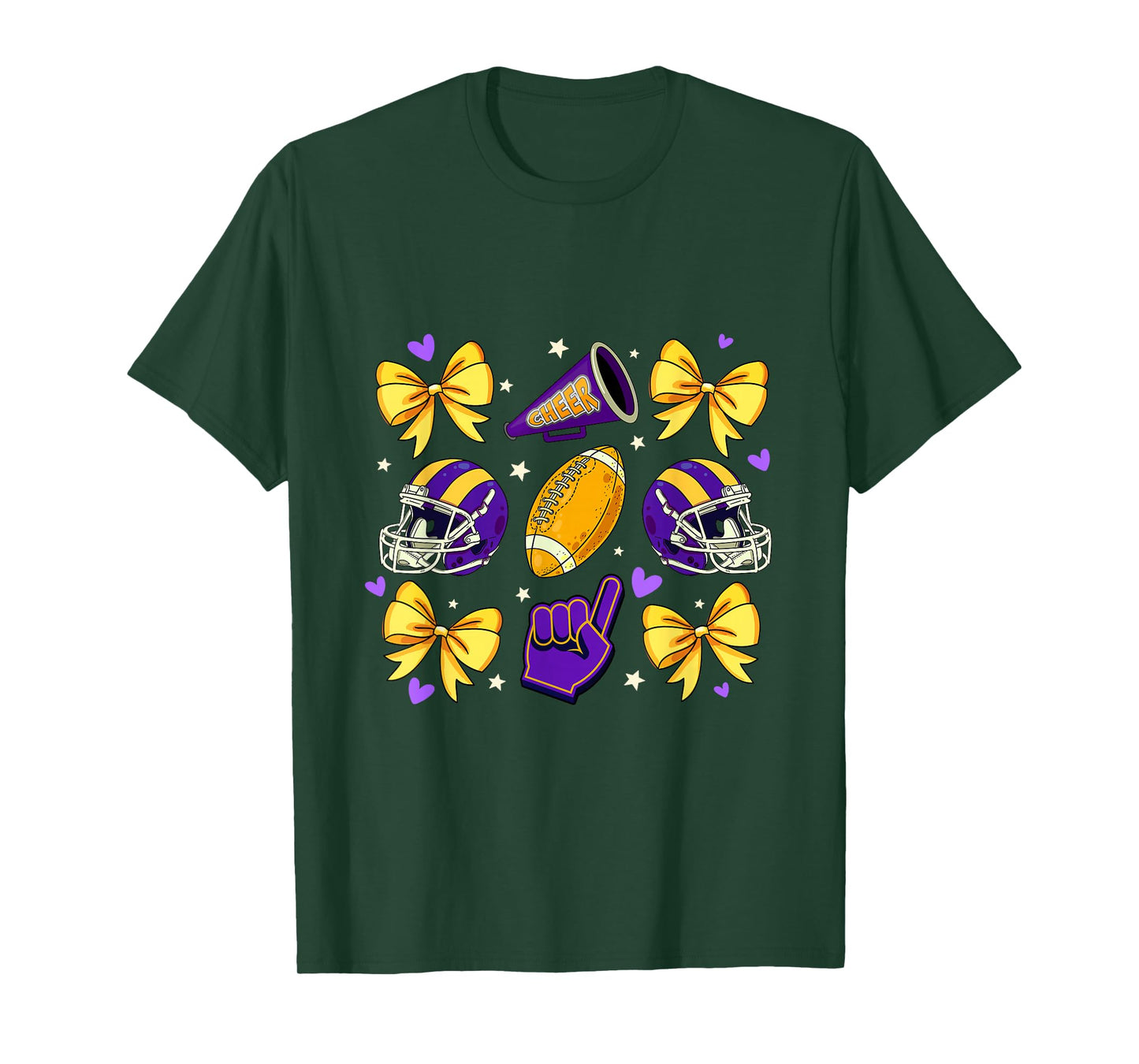 Football Cheer Mom Sister Coquette Bow Game Day Purple Women T-Shirt