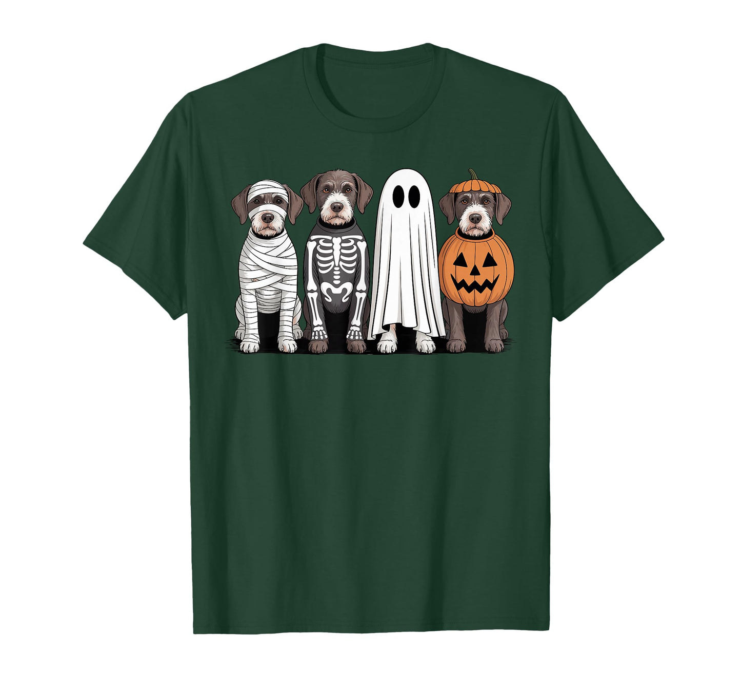 Spooky Ghost GWP Pumpkin Halloween Dog Skeleton T-Shirt