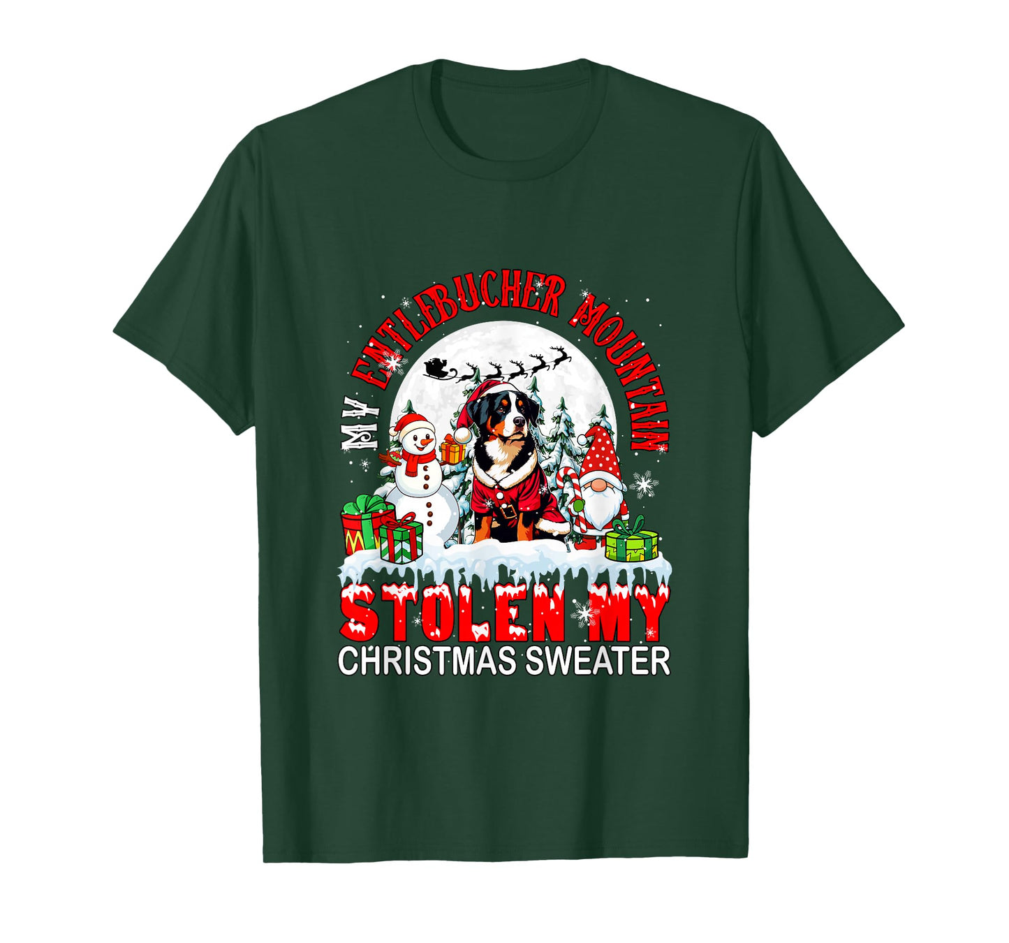 My Entlebucher Mountain Stolen Christmas Sweater Santa Dog T-Shirt