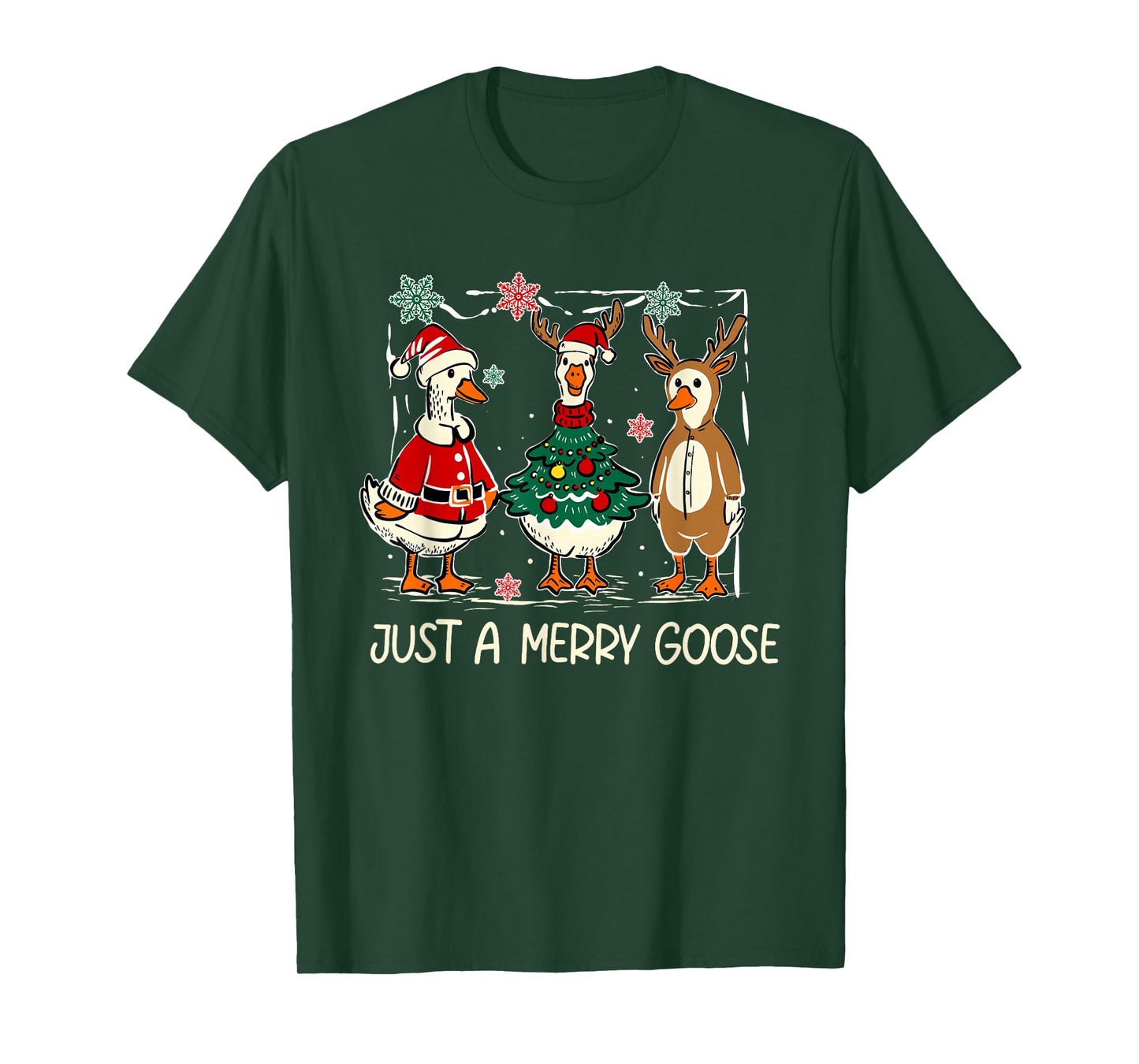 Retro Just A Merry Goose Funny Cute Goose Lovers Merry Xmas T-Shirt