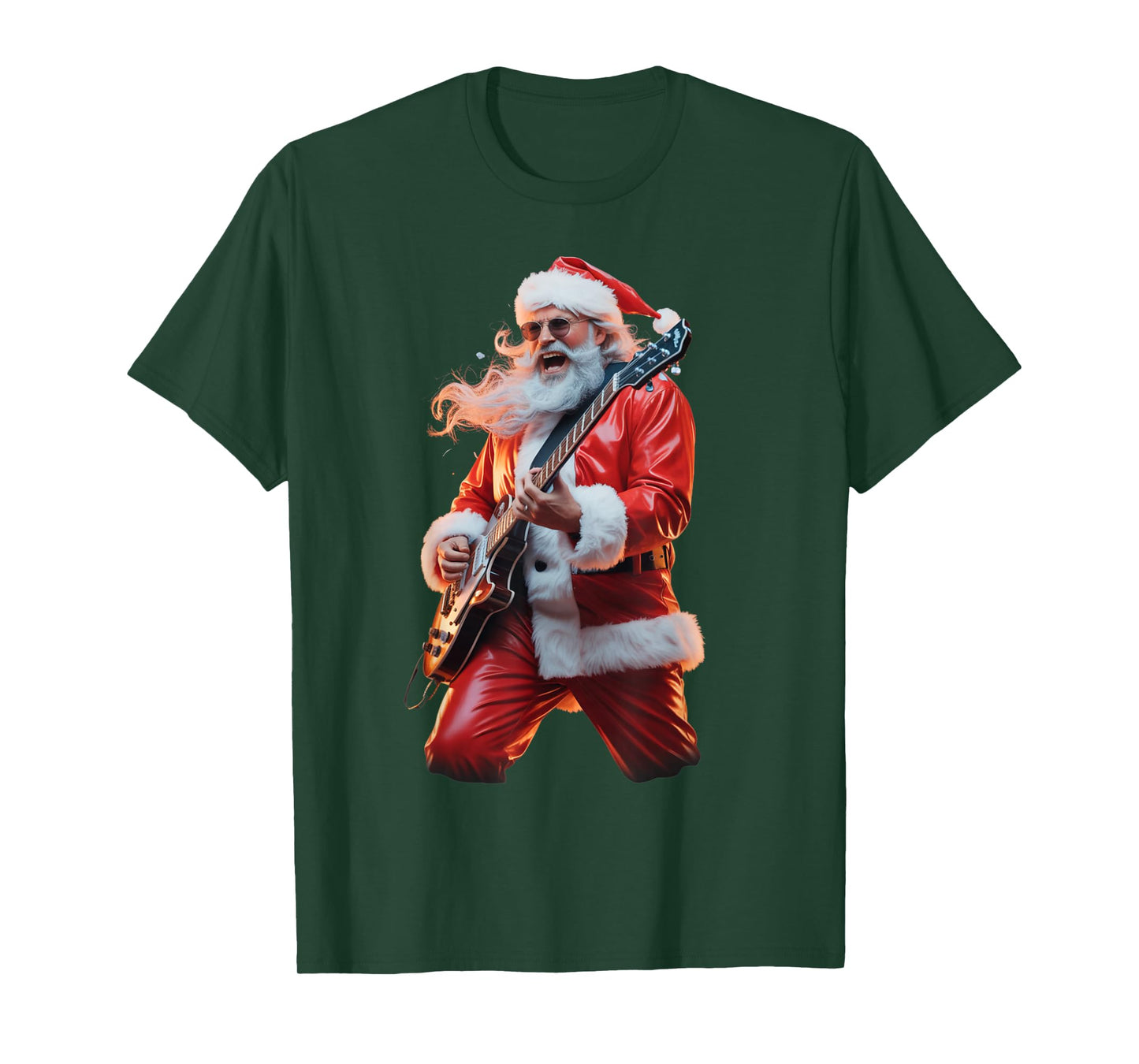 Rock Guitar Santa Playing Funny Christmas Vibe T-Shirt