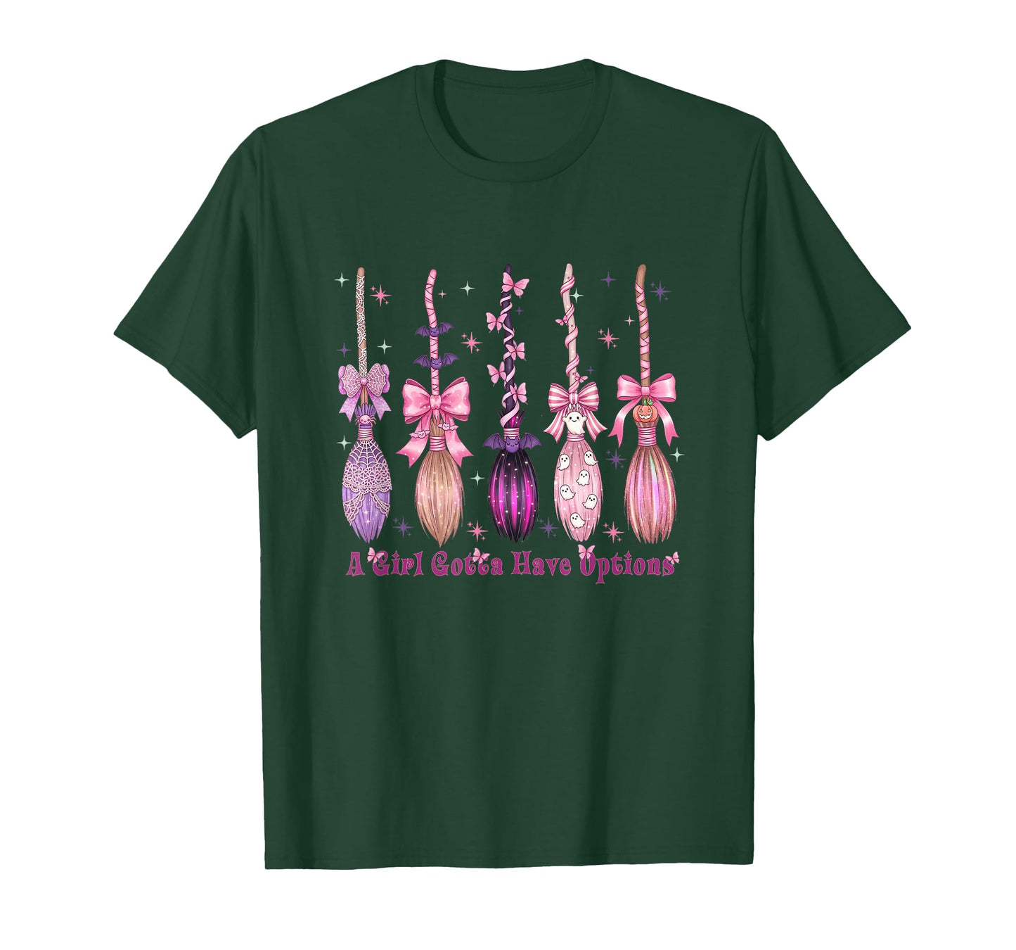 Retro A Girl’s Gotta Have Options,Halloween Witches Brooms T-Shirt