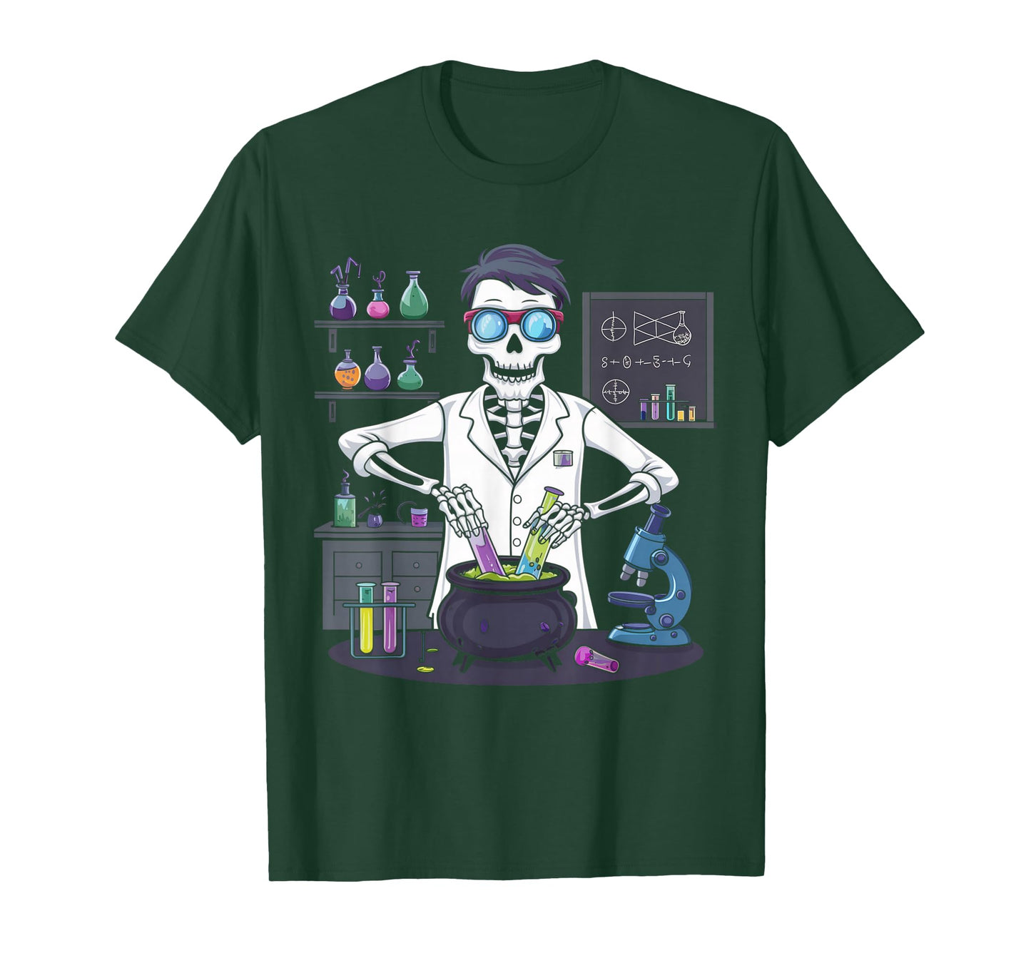 Funny Science Teacher Halloween Skeleton Scientist Chemistry T-Shirt