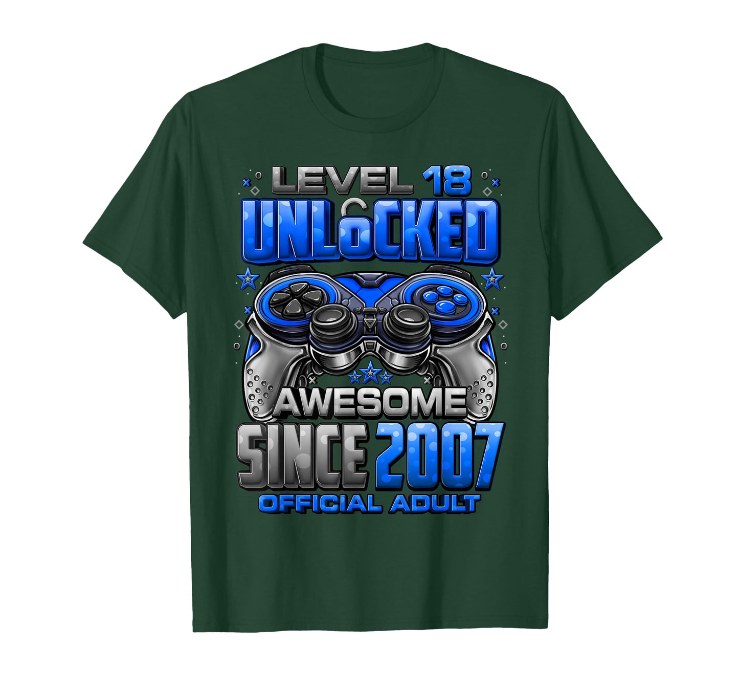 Level 18 Unlocked Awesome Since 2007 18th Birthday Gaming T-Shirt