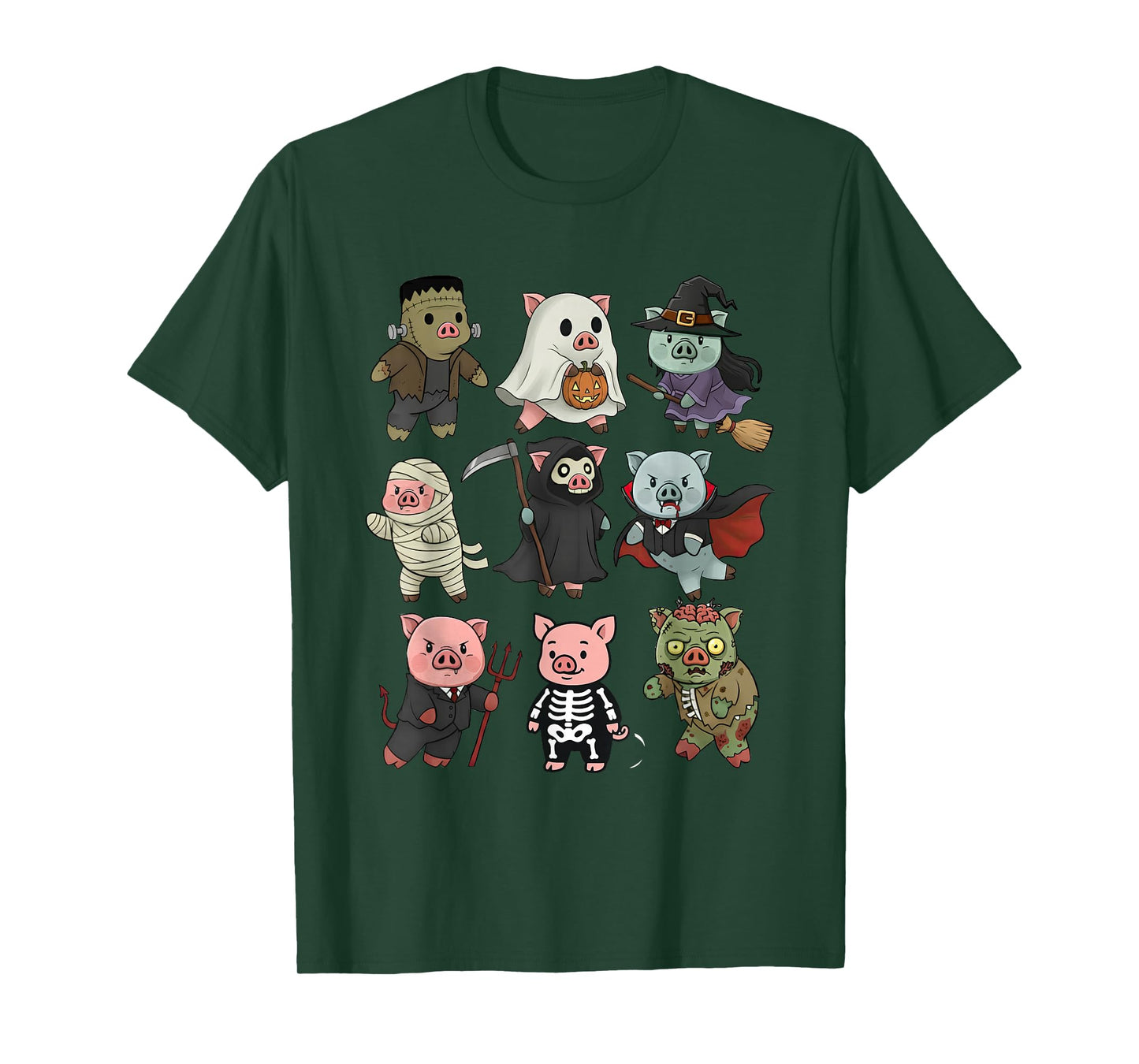 Cute Pig Ghost Zombie Witch Mummy Halloween Costume Kids T-Shirt