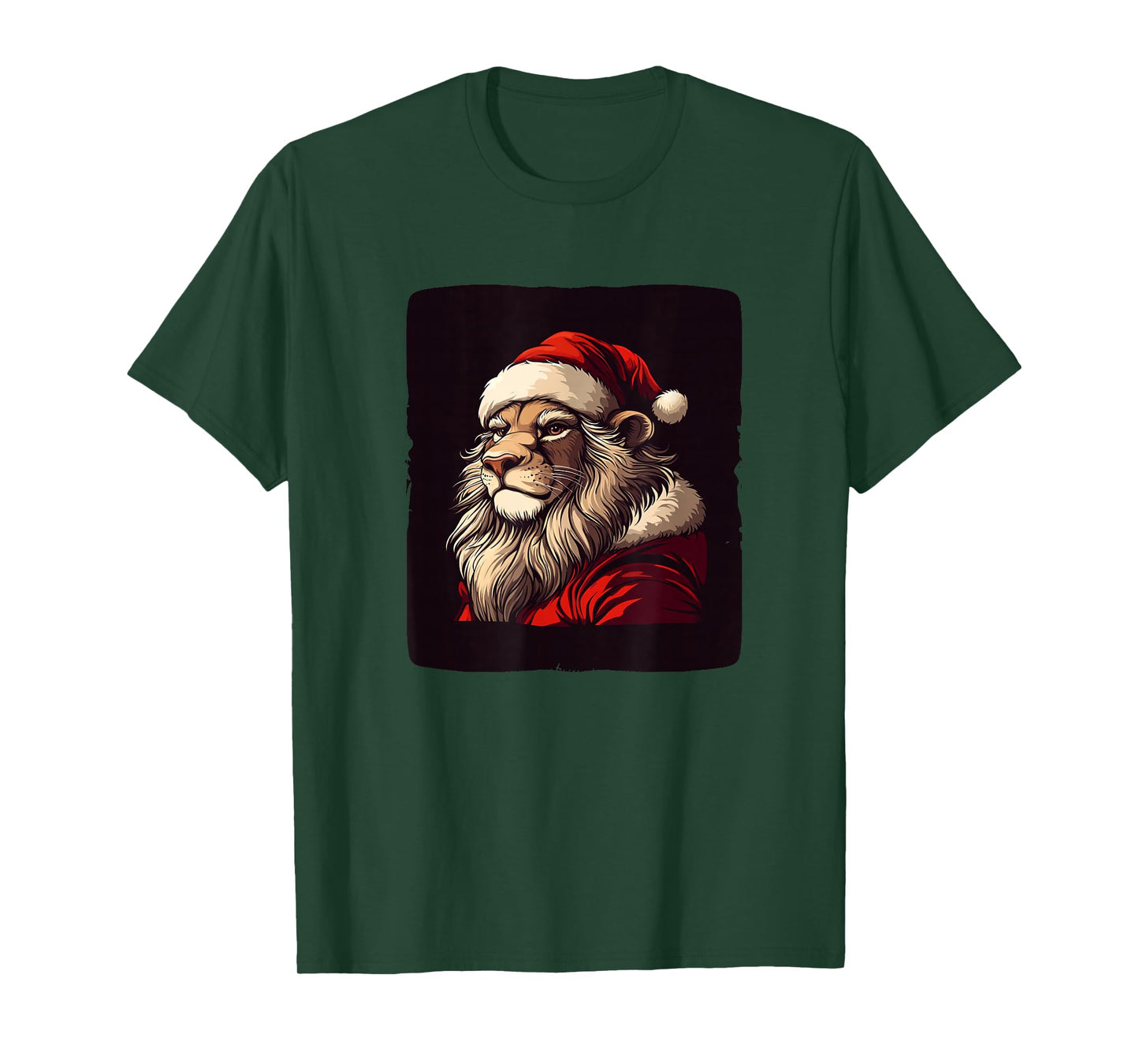 Funny Lion in Santa Hat Ready for a Jolly Celebration T-Shirt