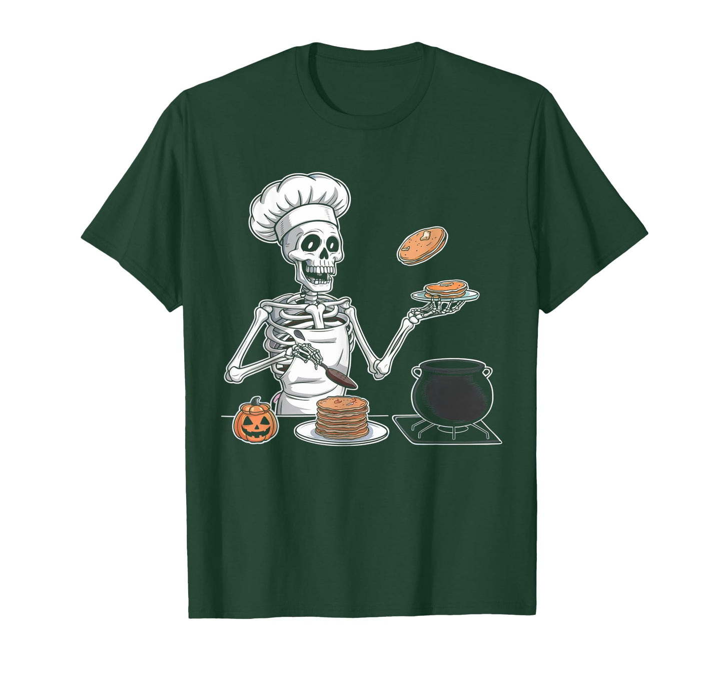 Skeleton Cooking Halloween Shirt Spooky Chef Pancakes Cook T-Shirt