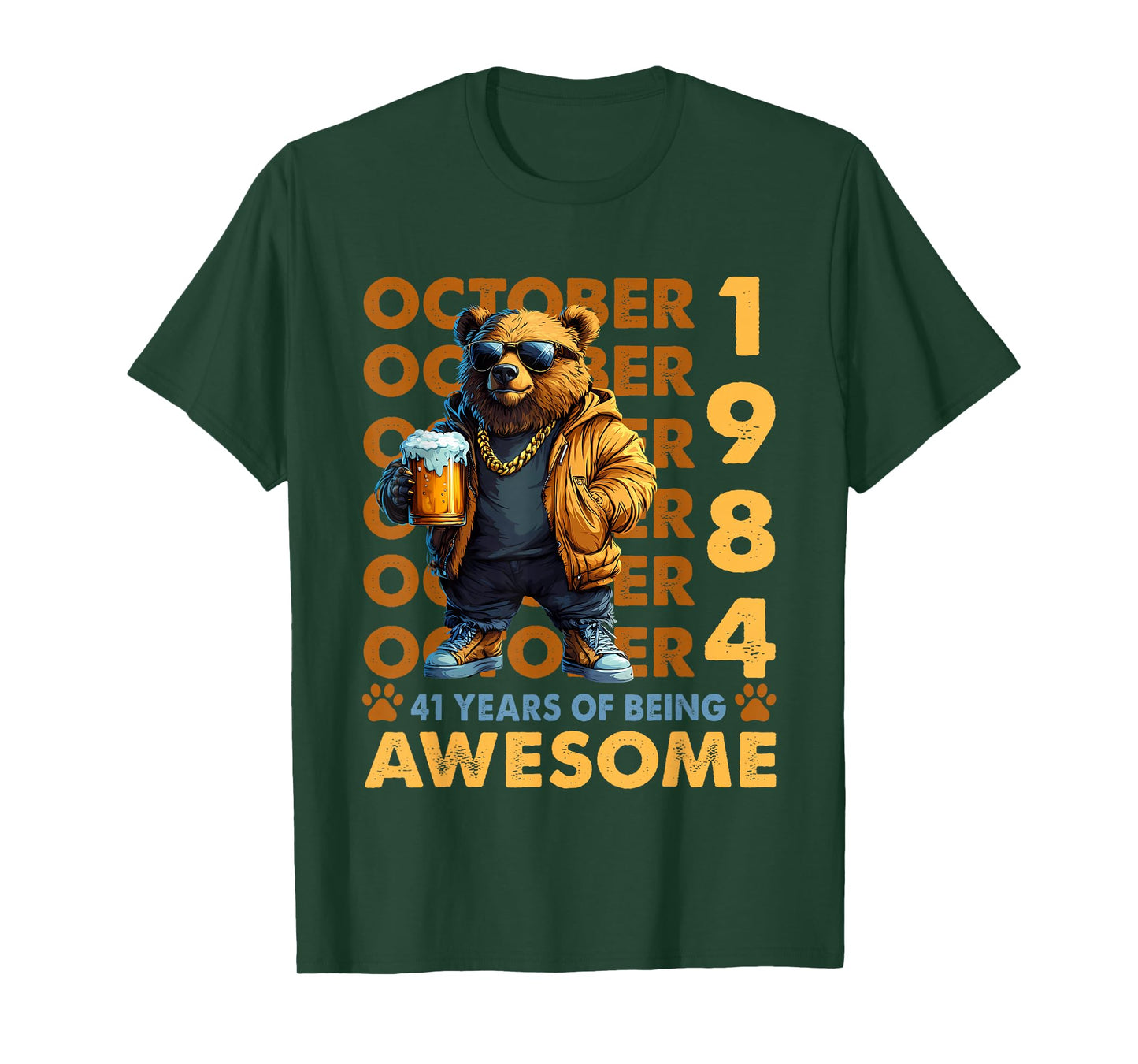 41st Birthday Bear Legends October 1984 41 Years Old Mens T-Shirt
