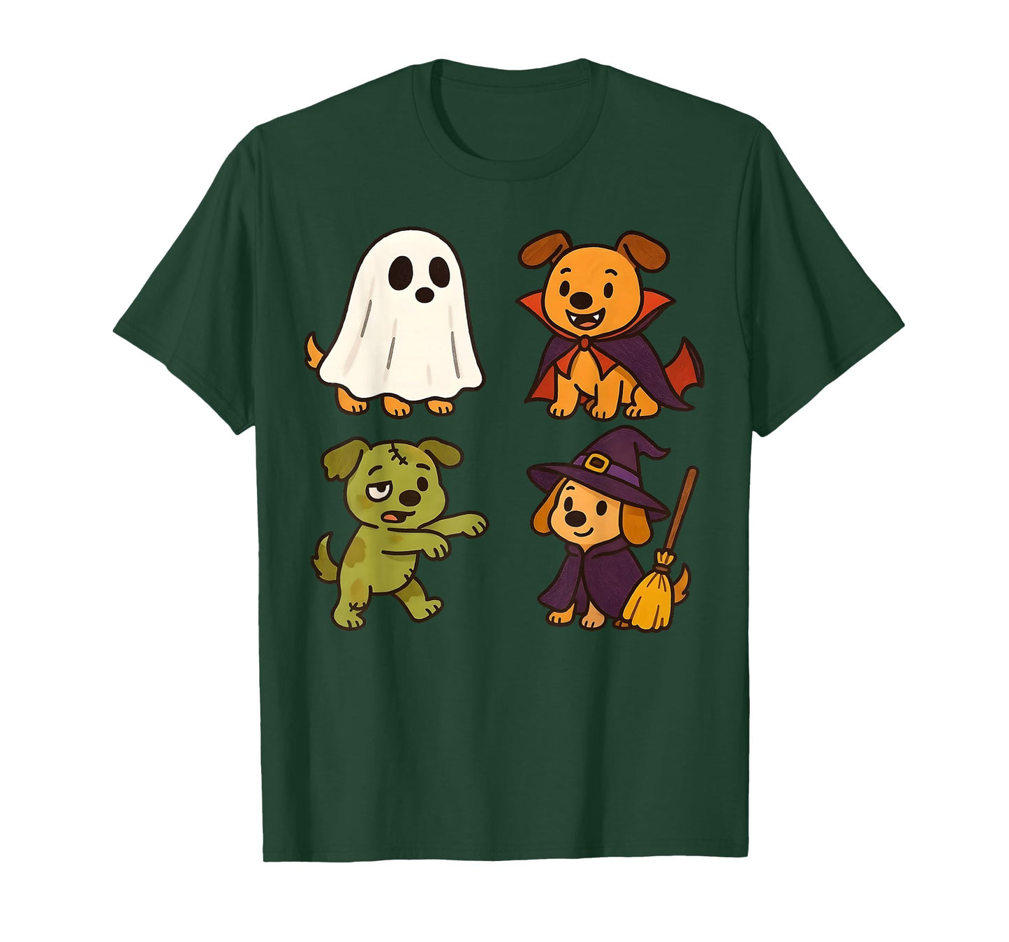 Dog Spooky Witch Boo Zombie Cute Dog Halloween Boys Girls T-Shirt