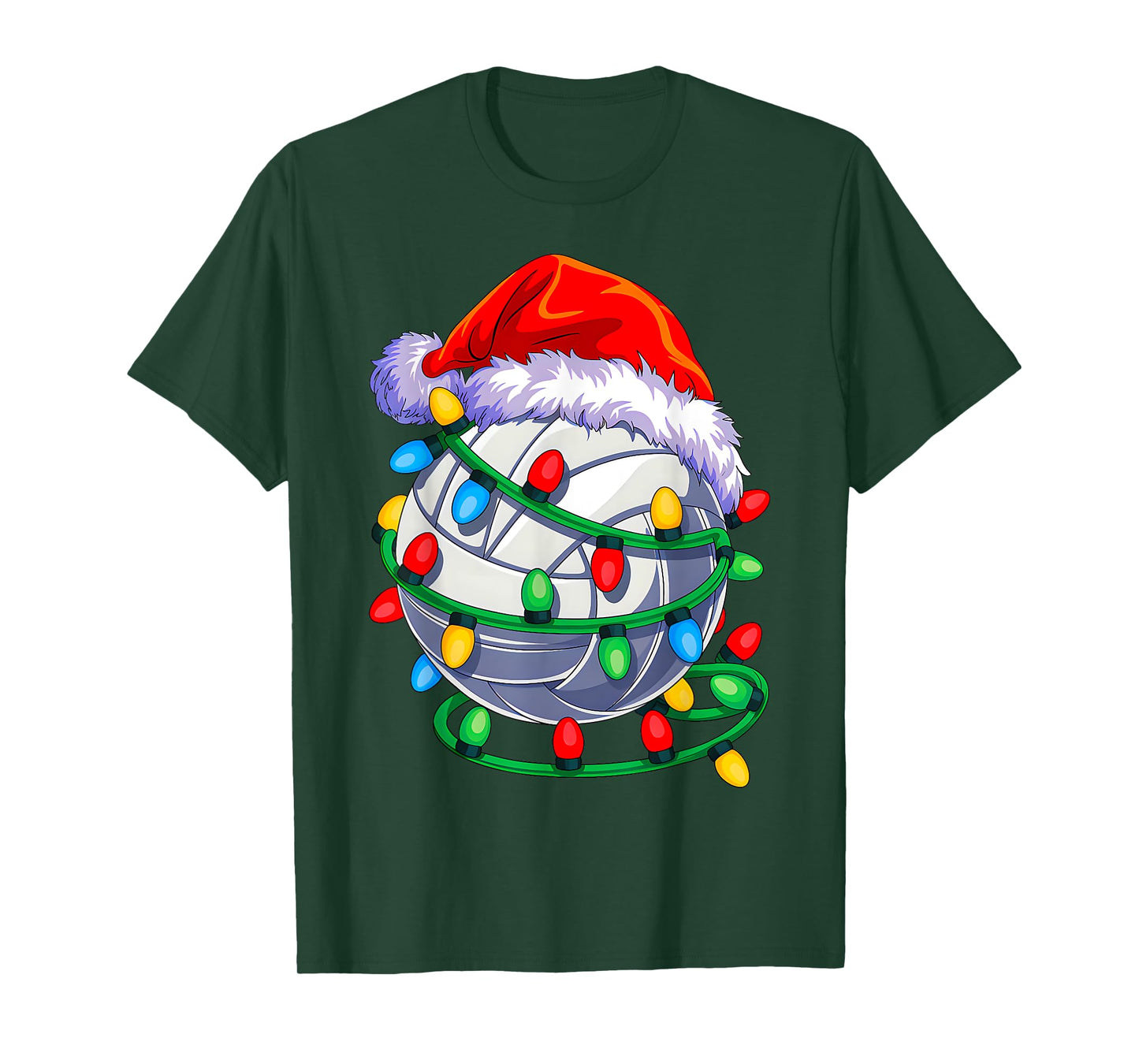 Volleyball Ball Santa Hat Christmas Volleyball Xmas Lights T-Shirt