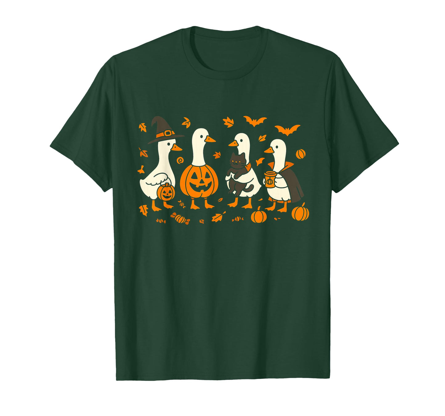 Spooky Goose Halloween Ghost Witch Pumpkin Costume Party T-Shirt