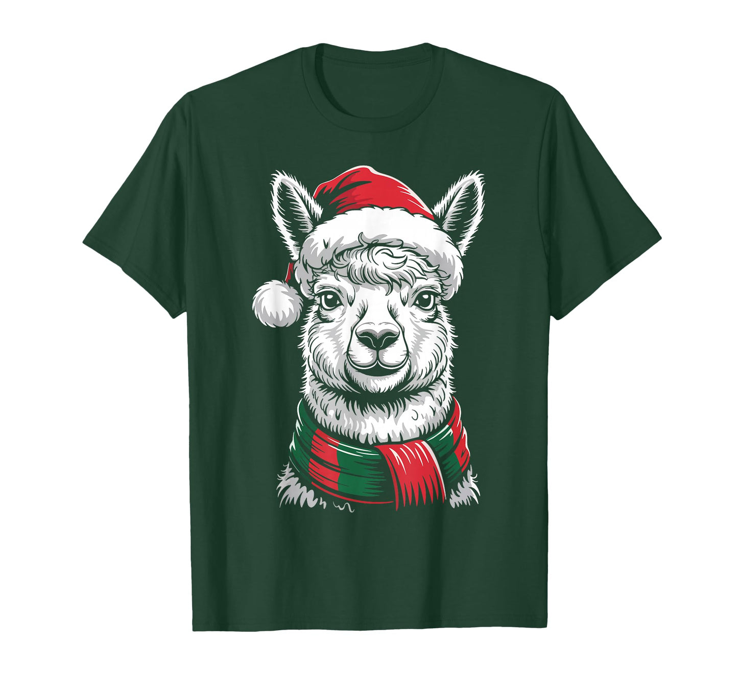 Alpaca Xmas Santa Hat Scarf Christmas Costume T-Shirt