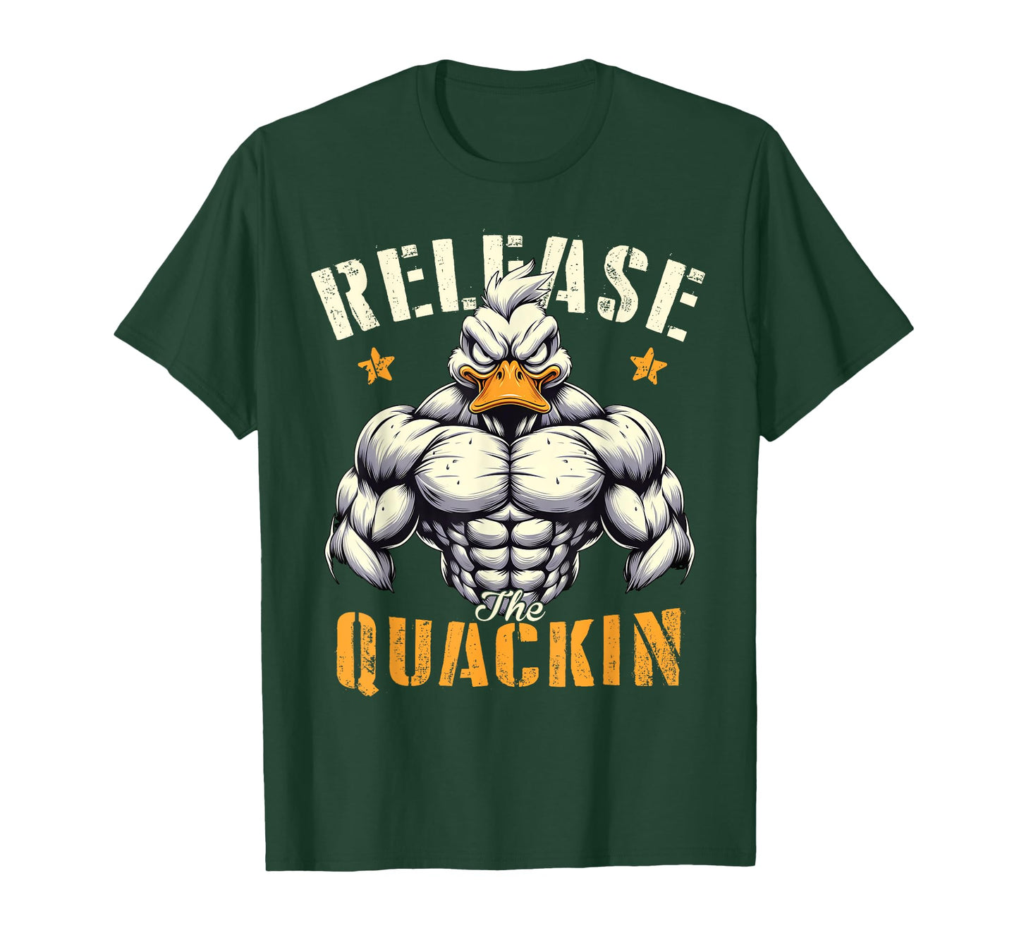 Release The Quackin Muscle Duck Funny Workout Gym Sayings T-Shirt