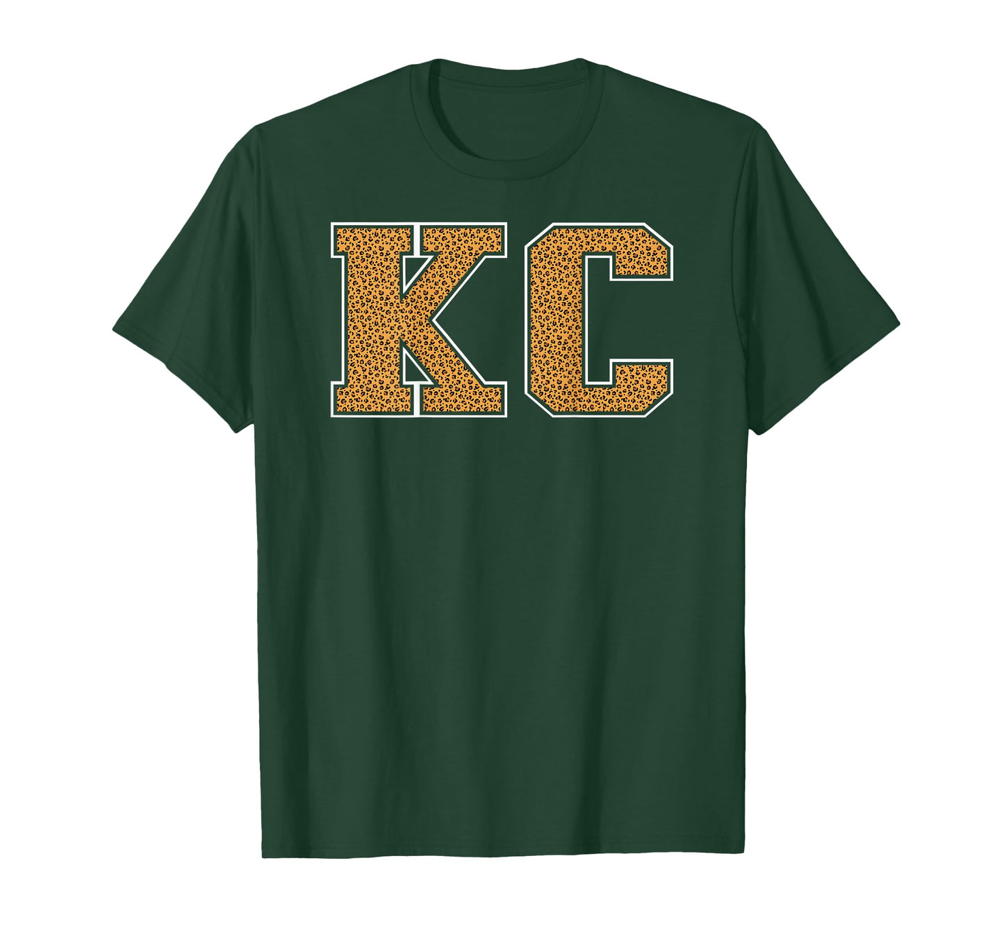 KC Leopard Pattern Retro Varsity Style Kansas City KC Back T-Shirt