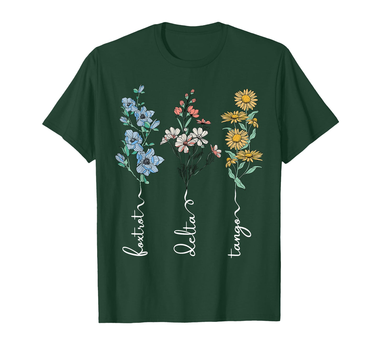Retro Foxtrots Deltas Tangos Flower T-Shirt