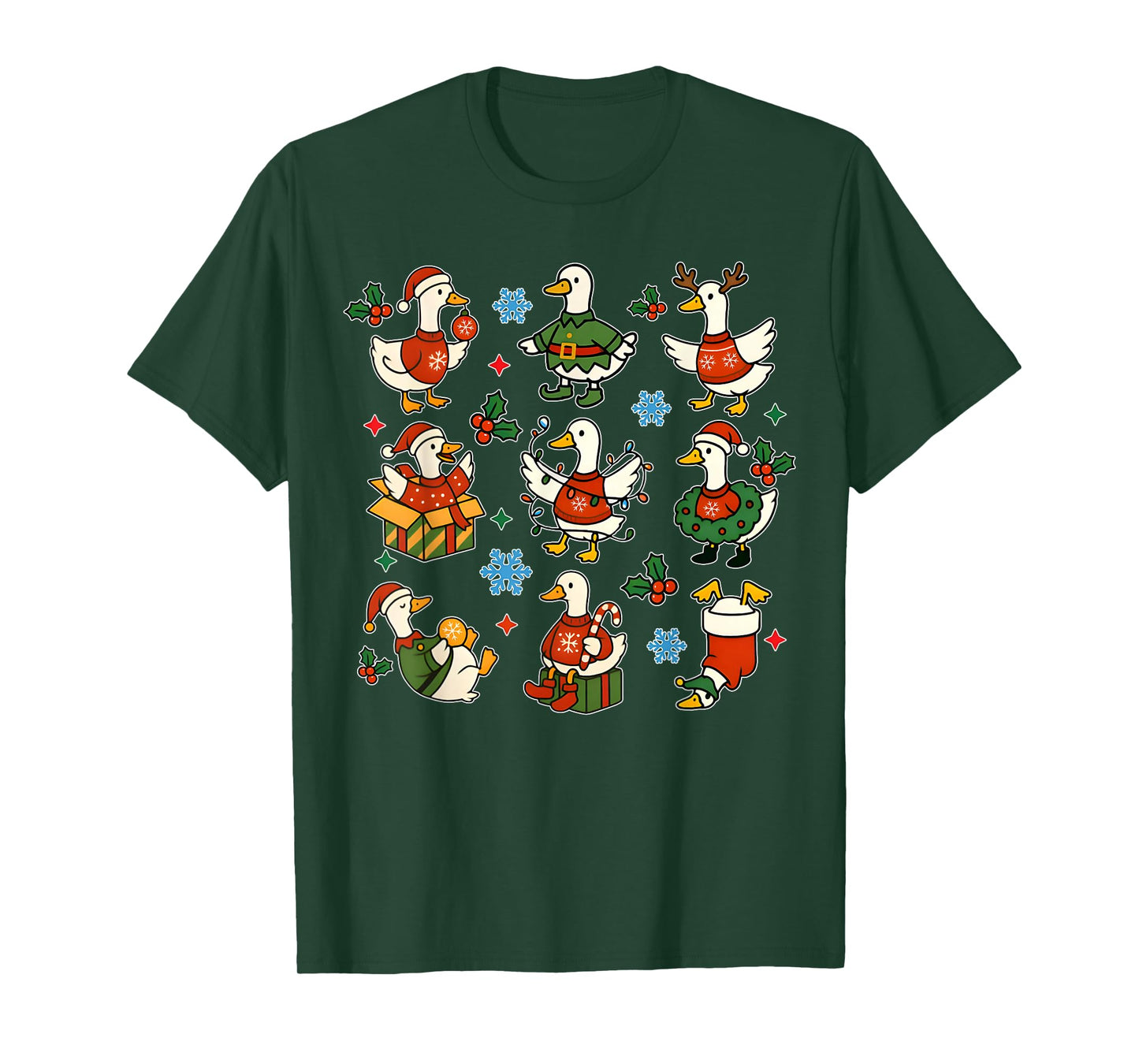 Retro Christmas Silly Goose Christmas Light Goosemas Funny T-Shirt