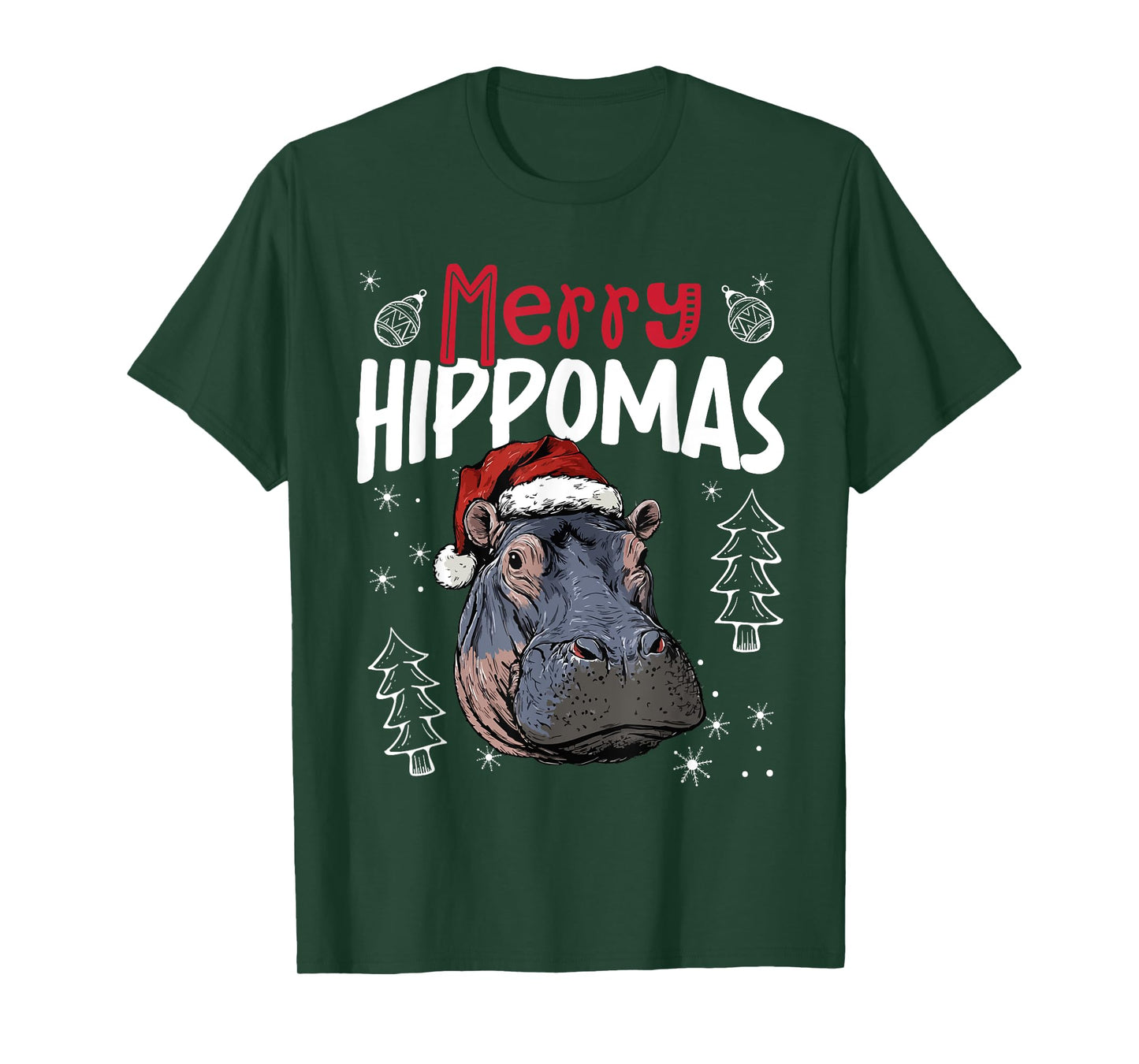 Merry Hippomas Funny Christmas Hippo T-Shirt