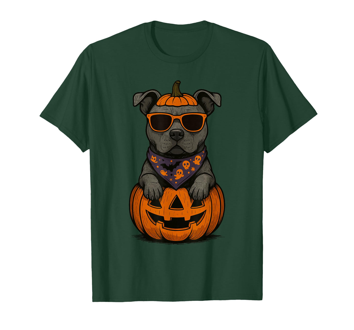 Spooky Pit Bull Pumpkin Halloween Dog Lover T-Shirt
