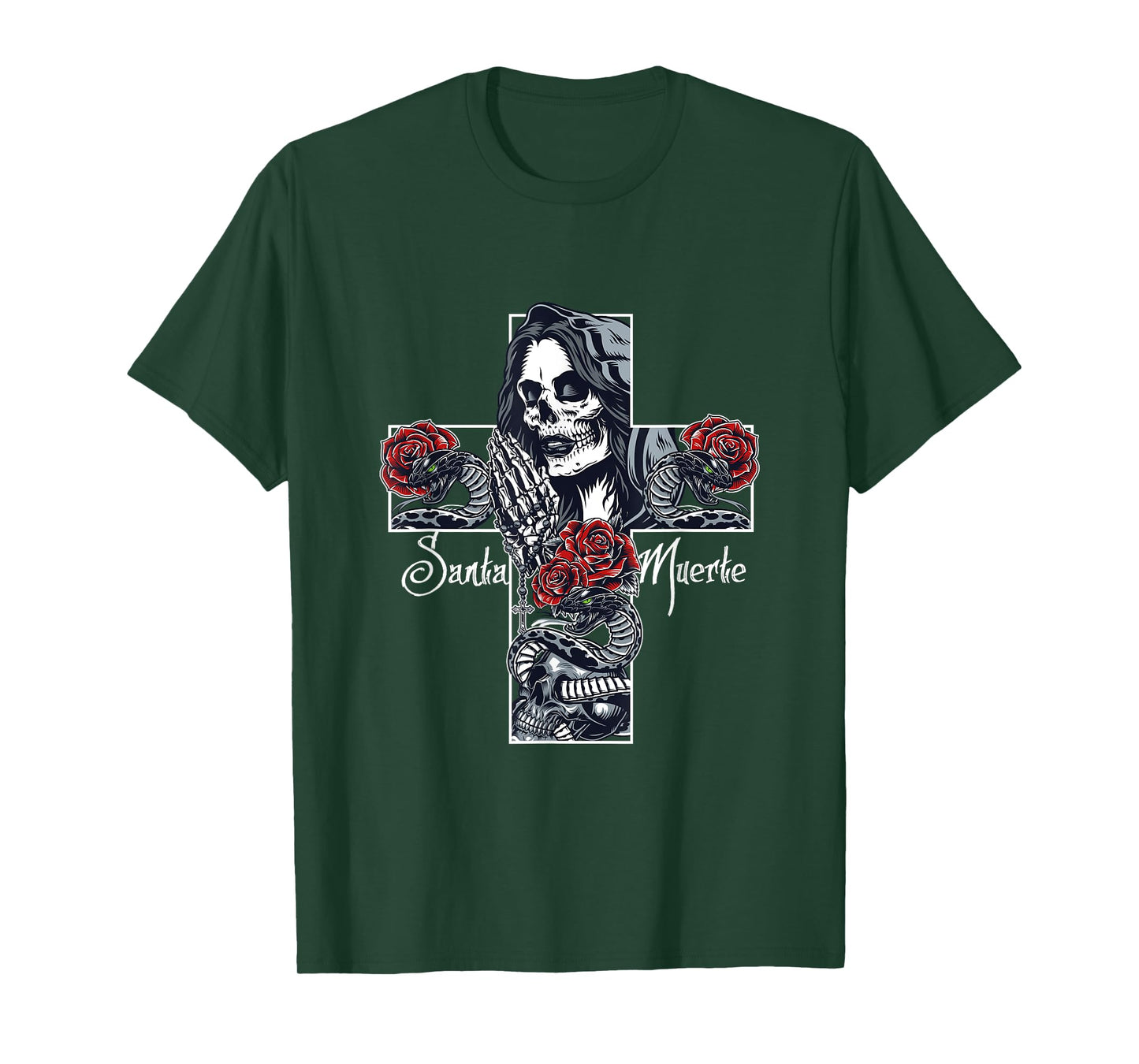 Skull Santa Muerte Cross T-Shirt
