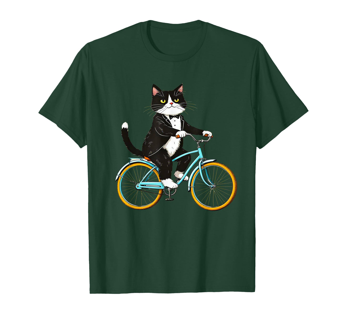 Tuxedo Cat Riding Bike Funny Vintage Animal Lover T-Shirt