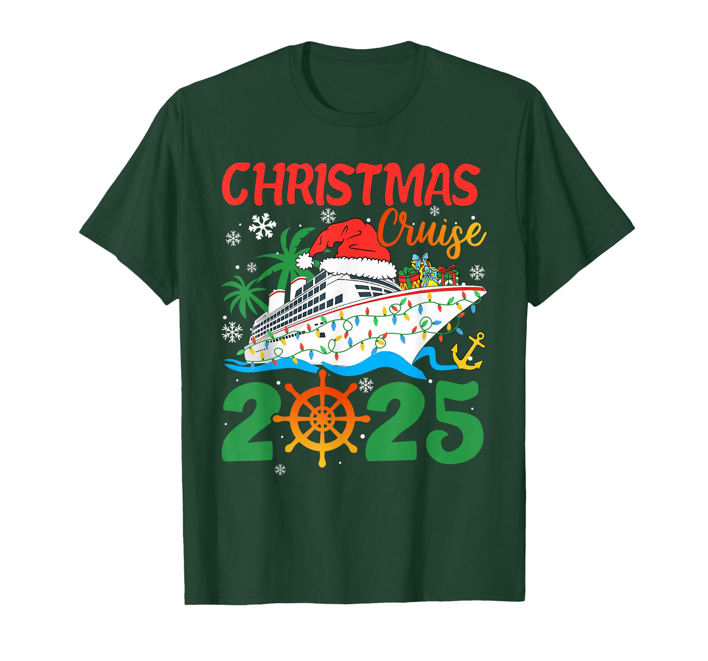 Christmas Cruise 2025 Xmas Lights Pajamas Holiday Family T-Shirt