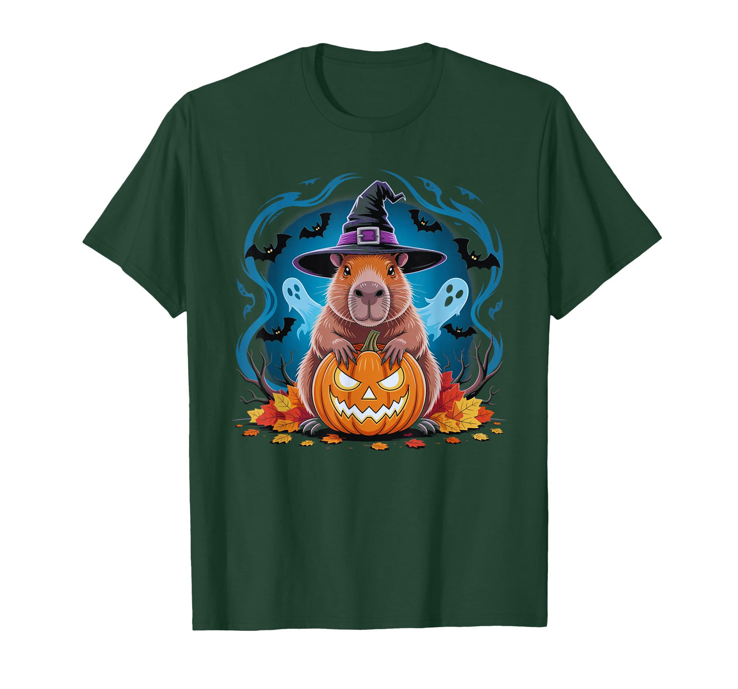 Funny Halloween Capybara Witch Hat Pumpkin T-Shirt
