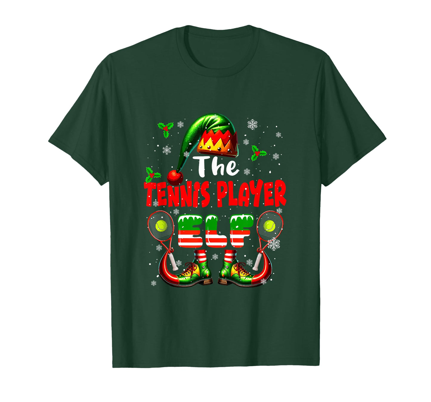 The Tennis Player Elf Christmas Job Team Matching Parties T-Shirt