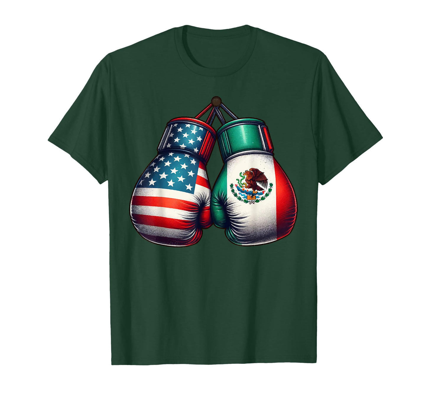 Vintage style boxing gloves with USA and Mexican flags great T-Shirt