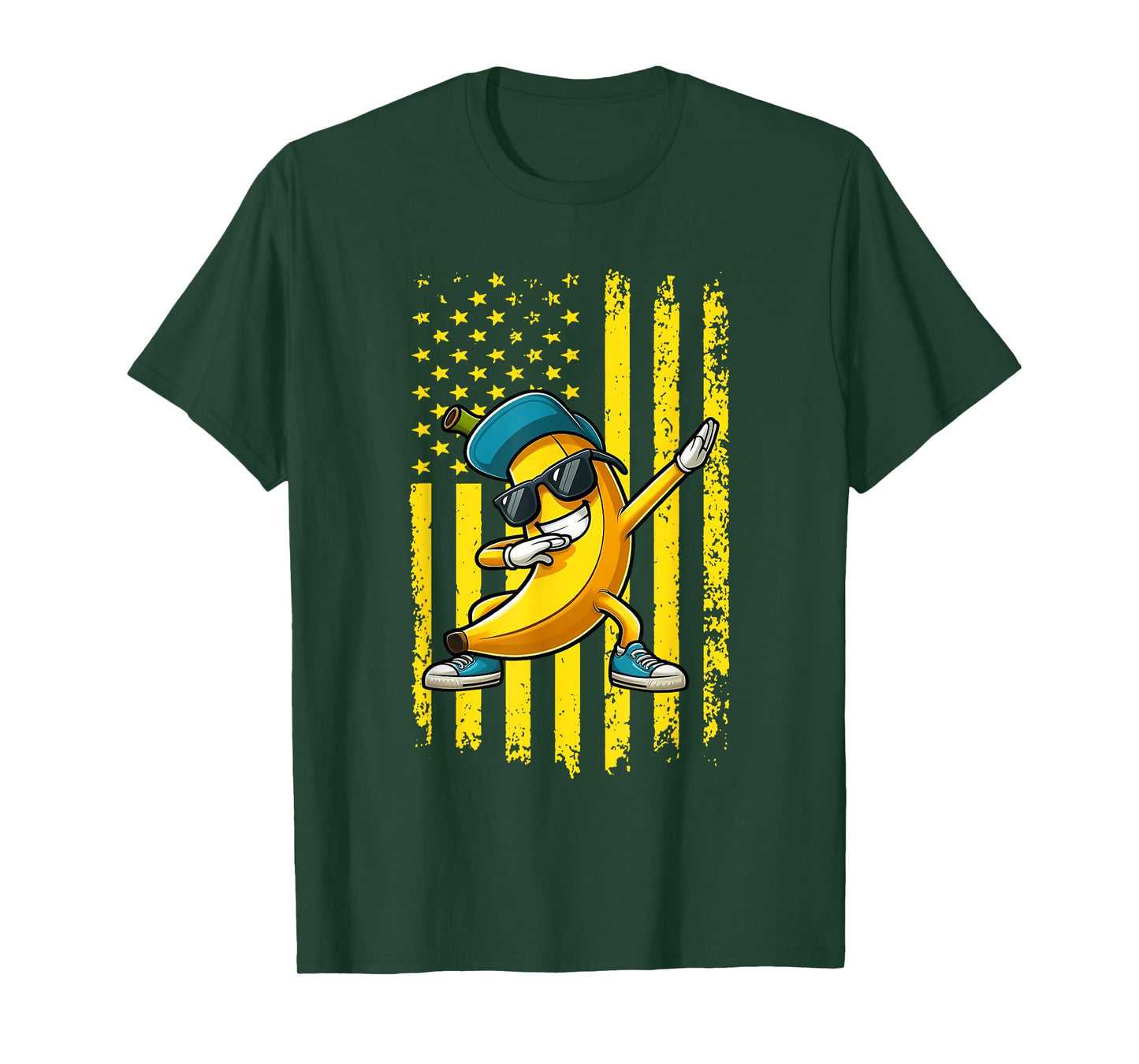 Patriotic Dabbing Banana American Flag 4th of July Boys Kids T-Shirt