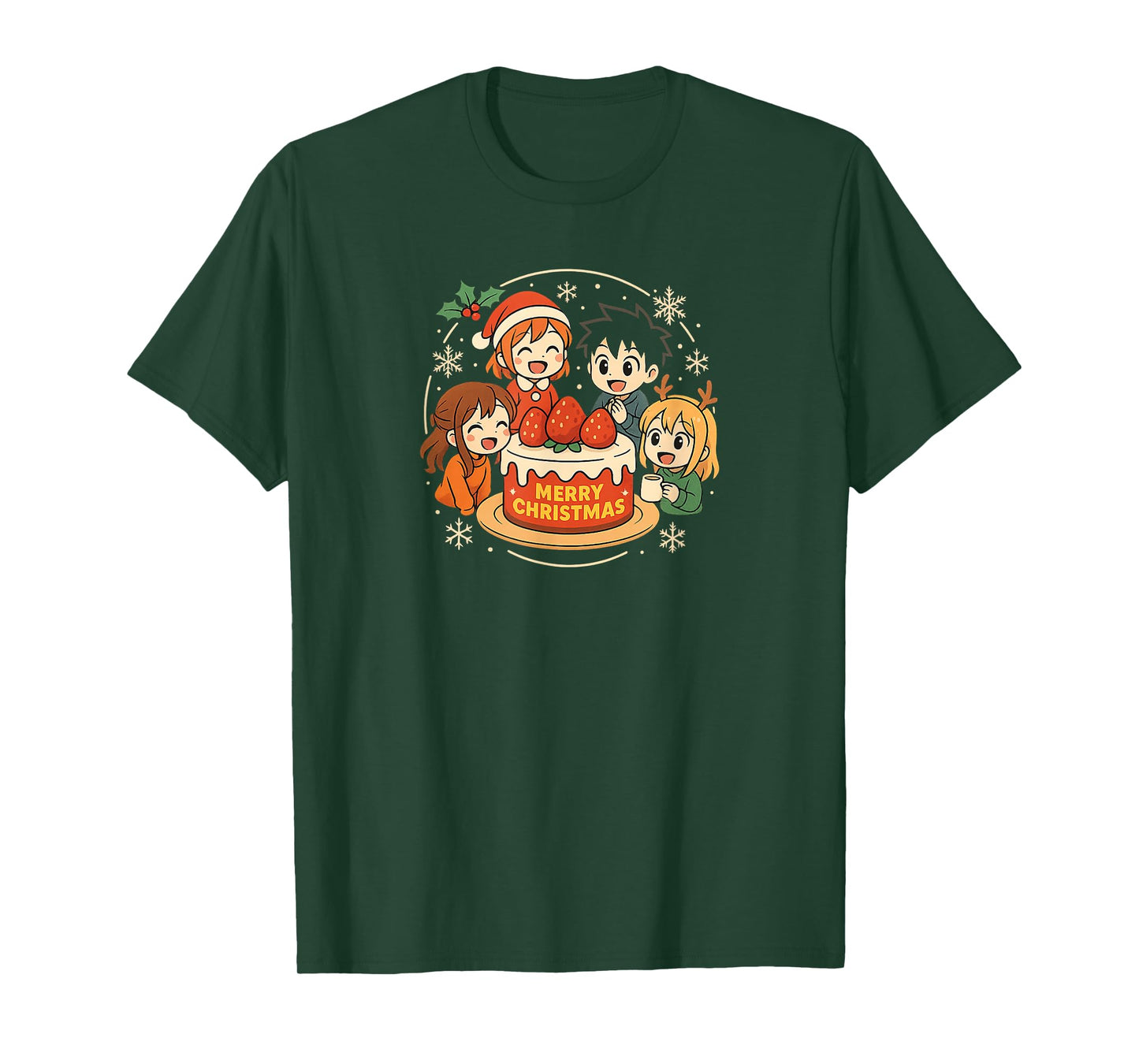 Chibi Christmas Cake Party Anime T-Shirt