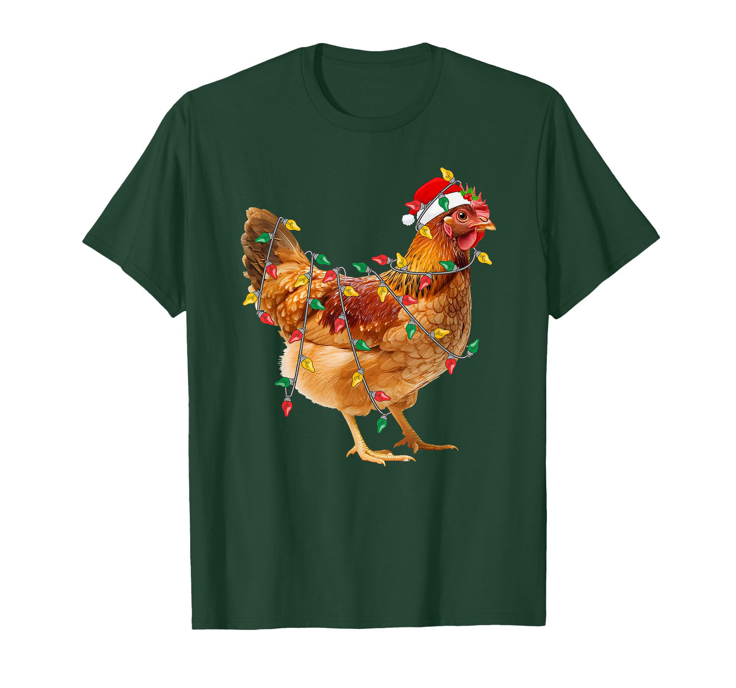 Chicken Christmas Lights Santa Farm Animal Chicken Xmas T-Shirt