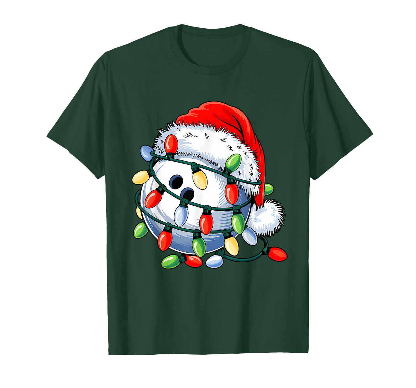 Bowling Ball Santa Hat Xmas Funny Christmas Bowling Lover T-Shirt