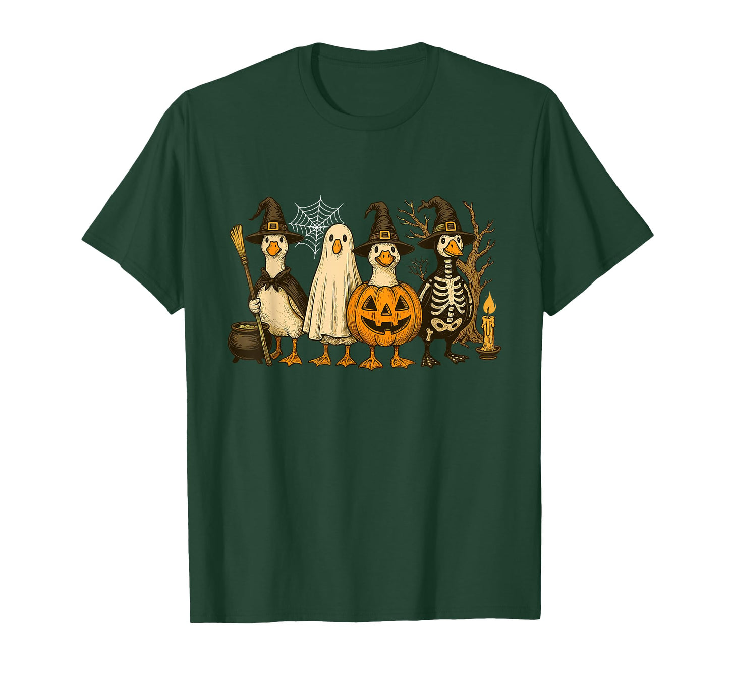 Just A Spooky Goose Halloween Goose Witch Ghost Silly Goose T-Shirt