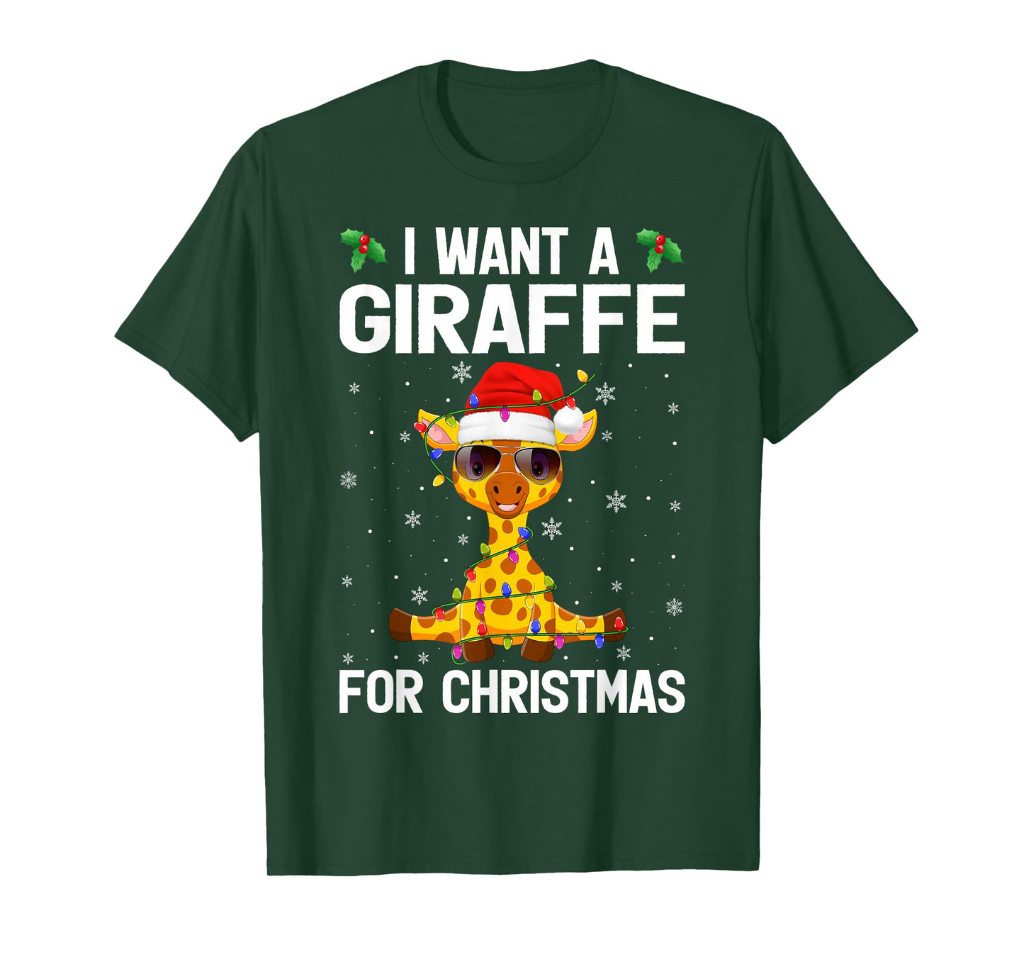 I Want A Giraffe for Christmas Cute Giraffe Xmas Boys Girls T-Shirt