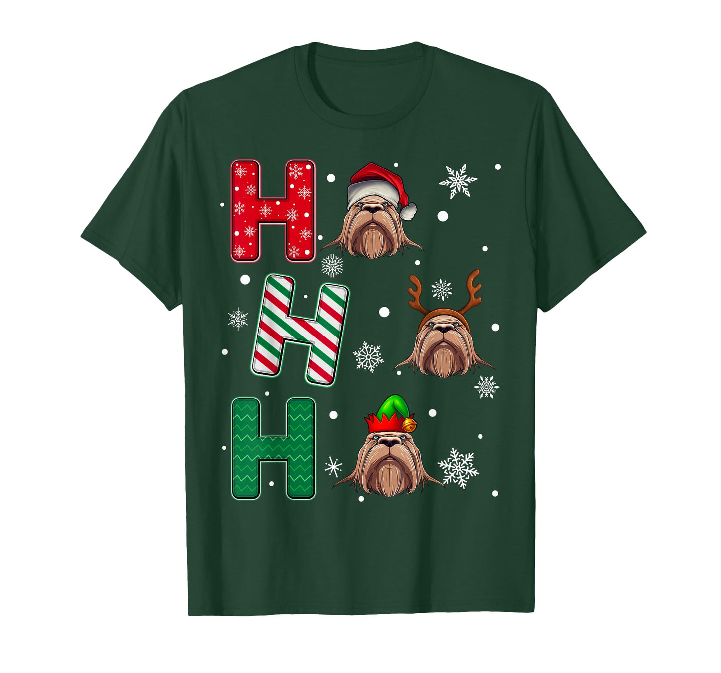 Ho Ho Ho Walrus Animal Matching Santa Elf Xmas T-Shirt
