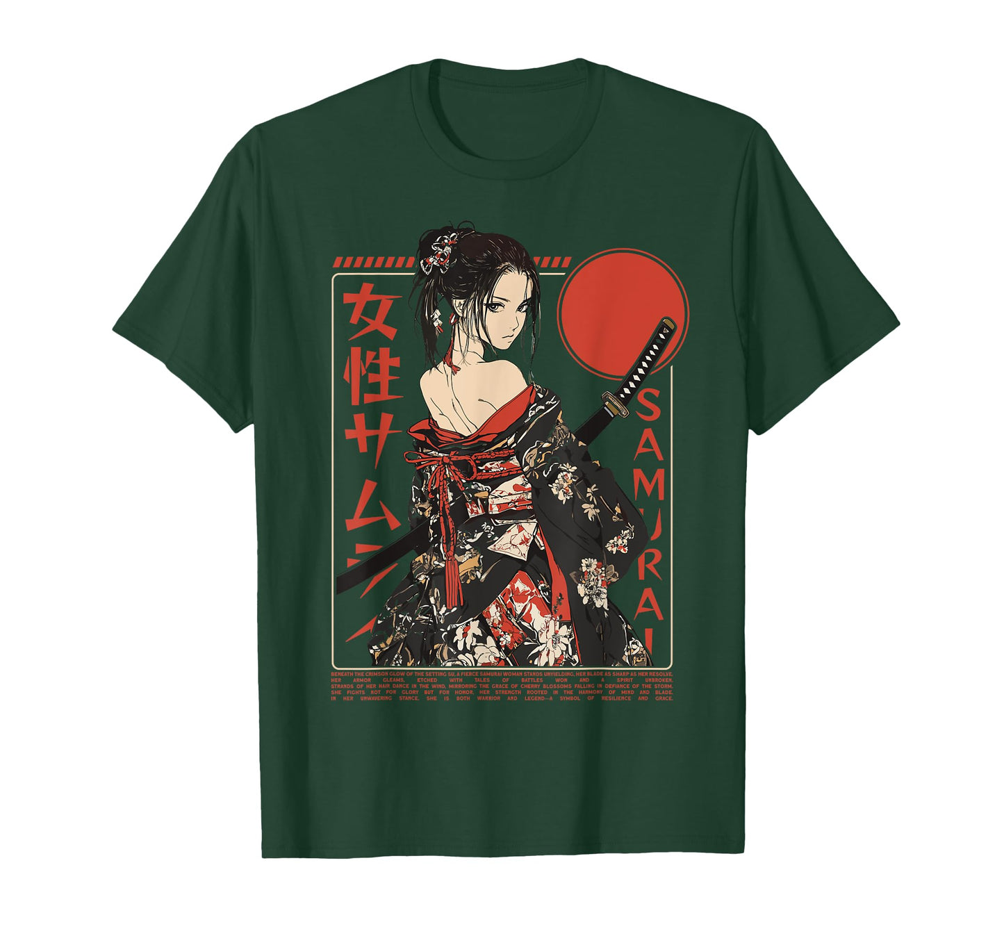 Samurai Warrior Waifu Girl Japanese Ukiyo-e Manga Samurai T-Shirt