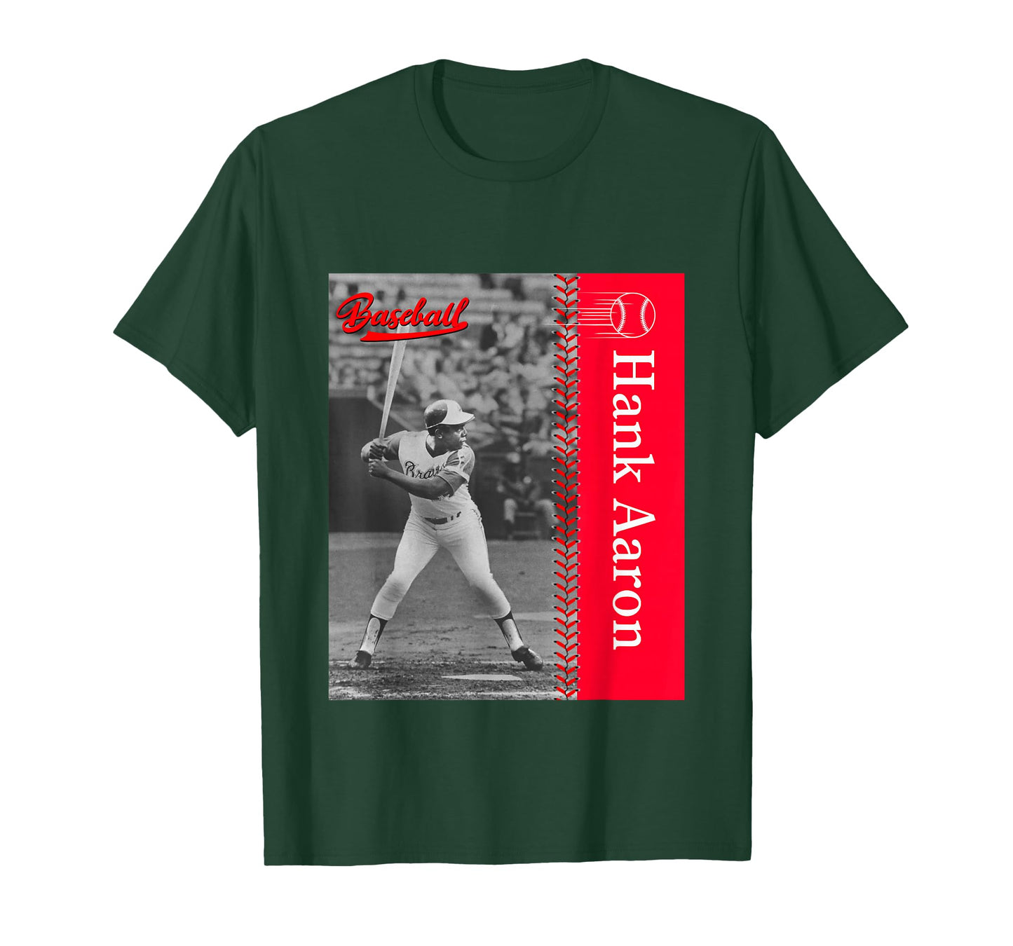 Hank Aaron_Baseball_001 T-Shirt, Small, Black