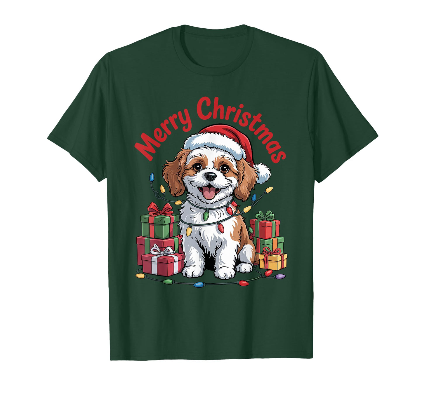 Cute Cavachon Santa Hat Christmas Xmas Dog Lovers Holiday T-Shirt