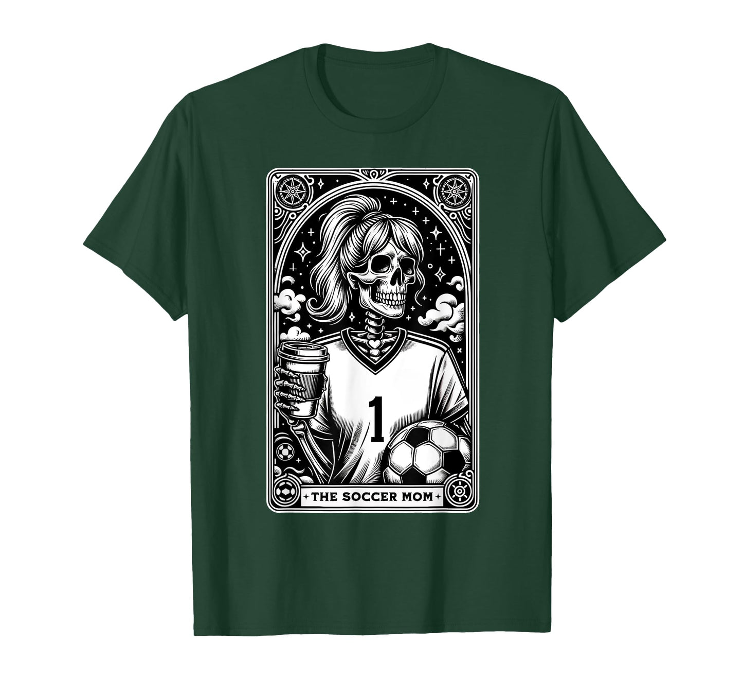 Funny Soccer Mom Skeleton Tarot Card Vintage Halloween T-Shirt