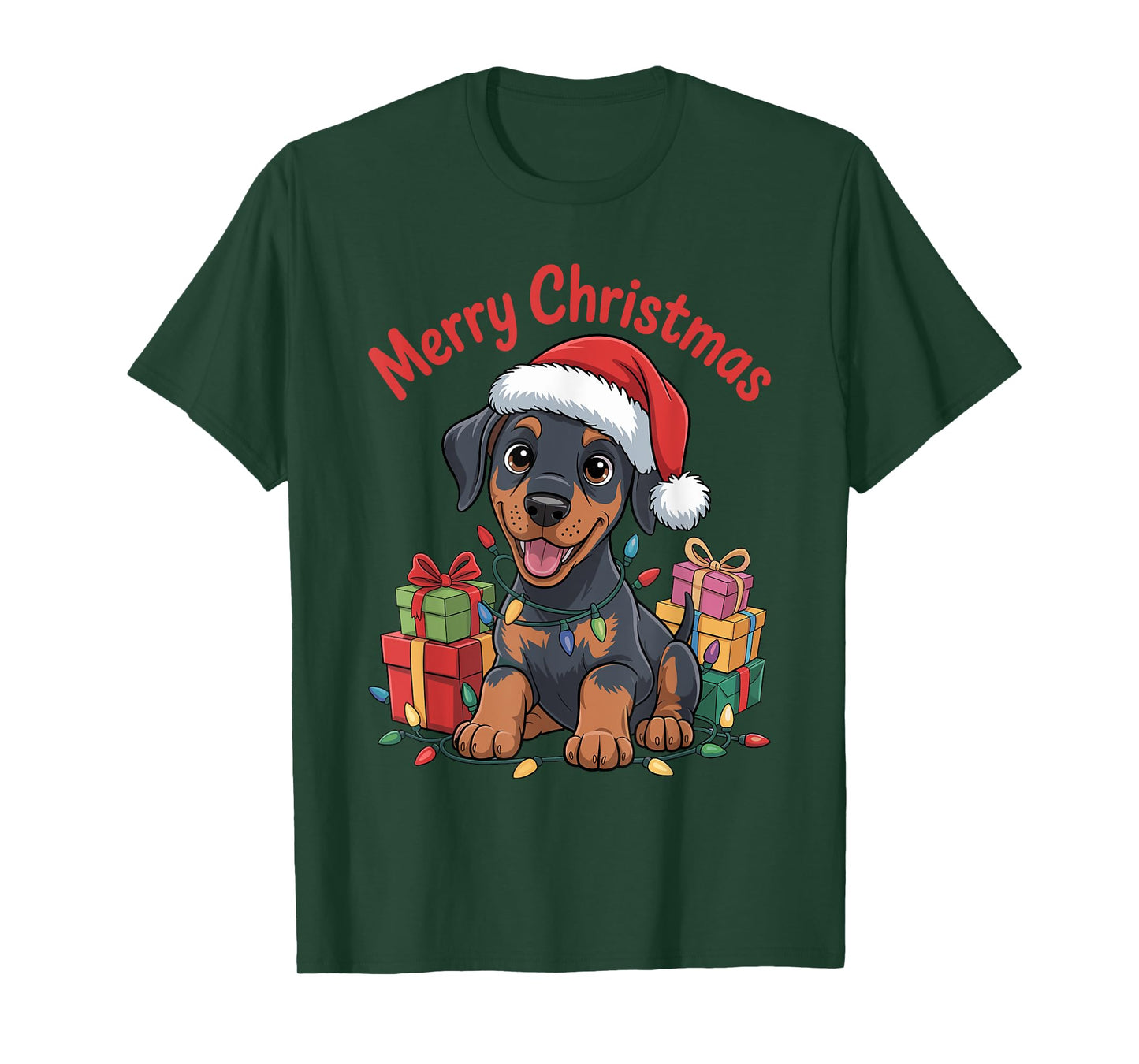 Cute Doberman Christmas Design Funny Dobie Dog Lover Holiday T-Shirt
