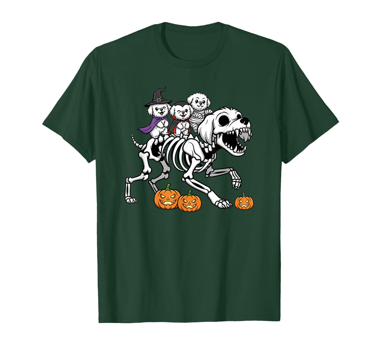 Funny Maltese Skeleton Mummy Witch Halloween Kid Mens Womens T-Shirt
