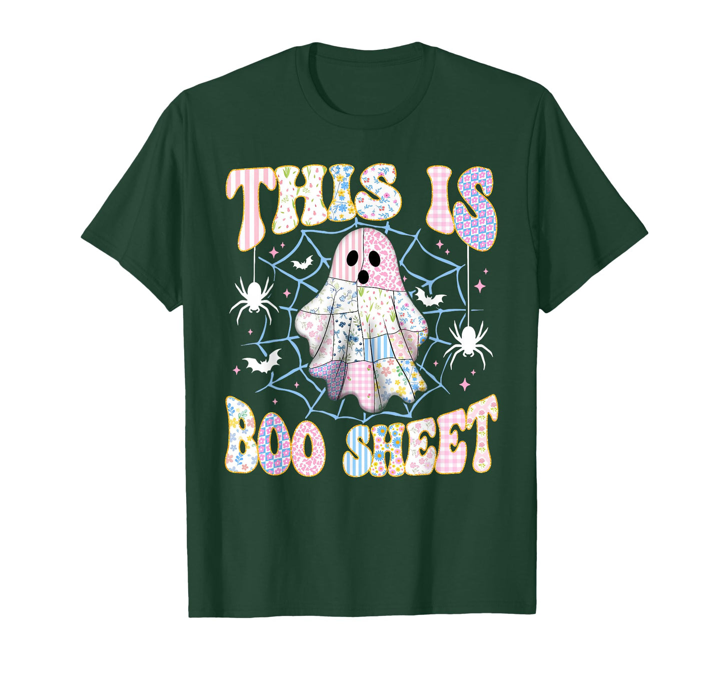 Boo Sheet Ghost Funny Retro Groovy Preppy Costume Girls Kids T-Shirt