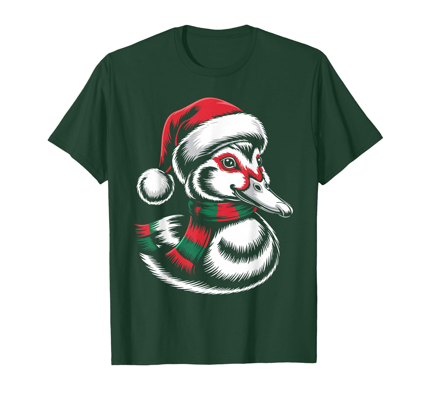 Muscovy Duck Xmas Santa Hat Scarf Christmas Costume T-Shirt