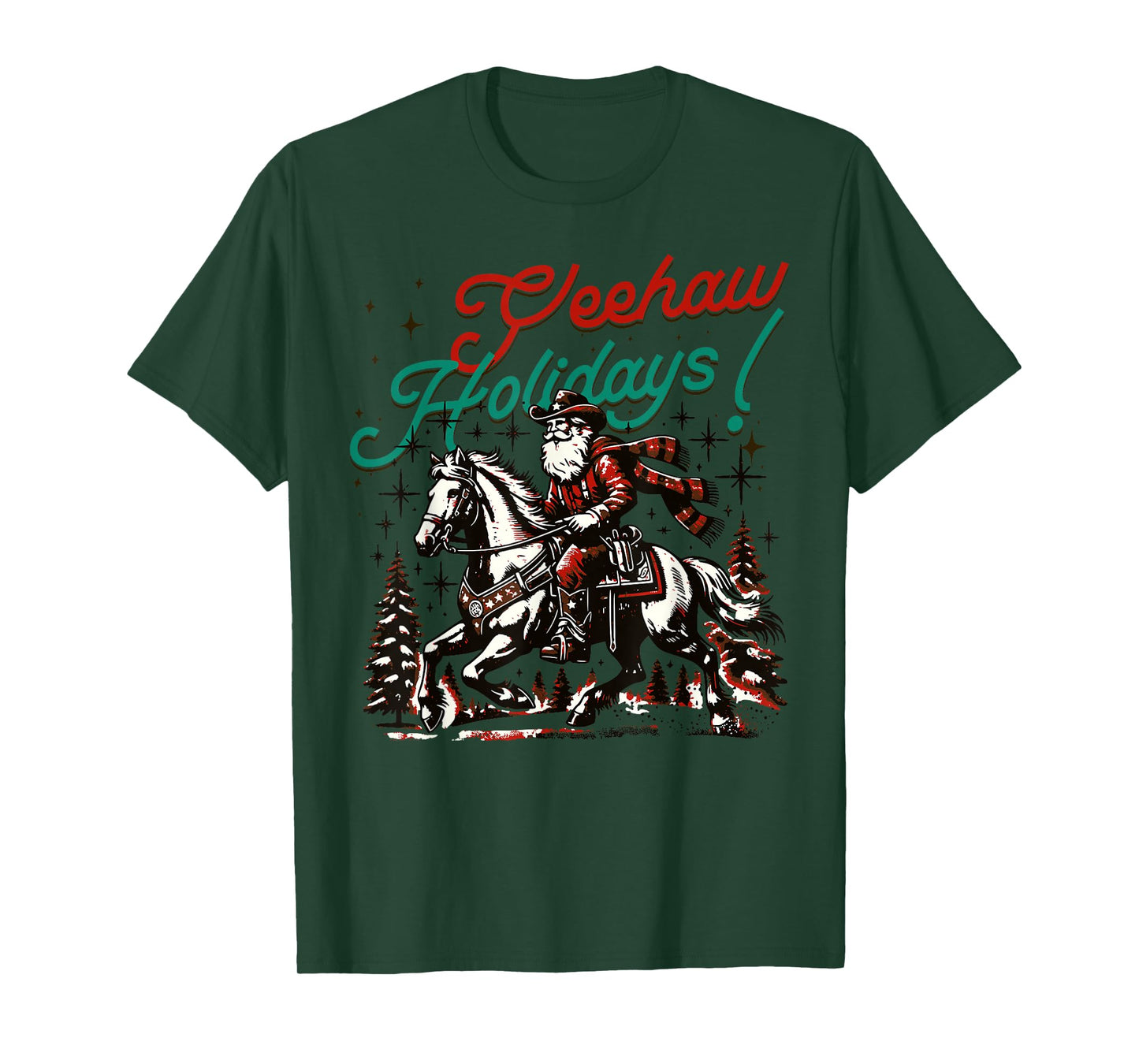 Yeehaw Holidays Funny Santa Cowboy Riding Horse T-Shirt
