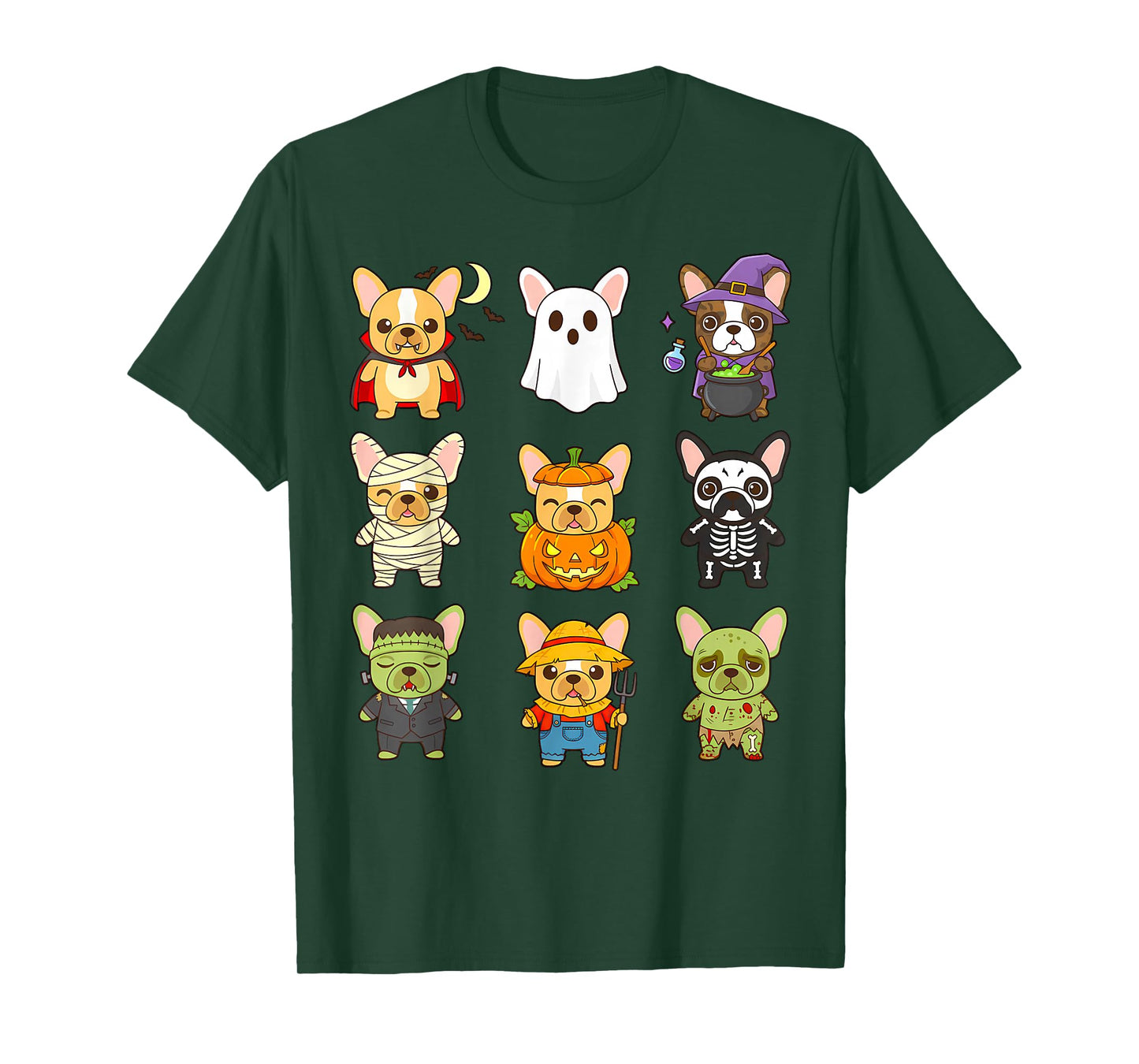 French Bulldog Spooky Halloween Monsters Kawaii Dog Frenchie T-Shirt