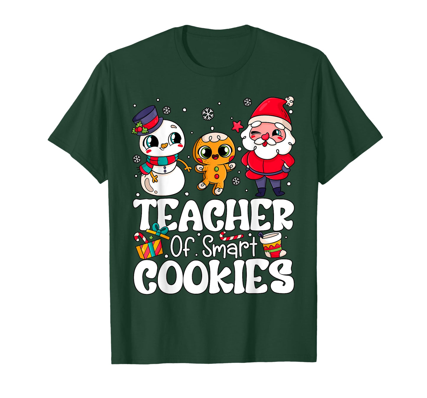 Funny Teacher of Smart Cookies Gingerbread Men Women Xmas T-Shirt