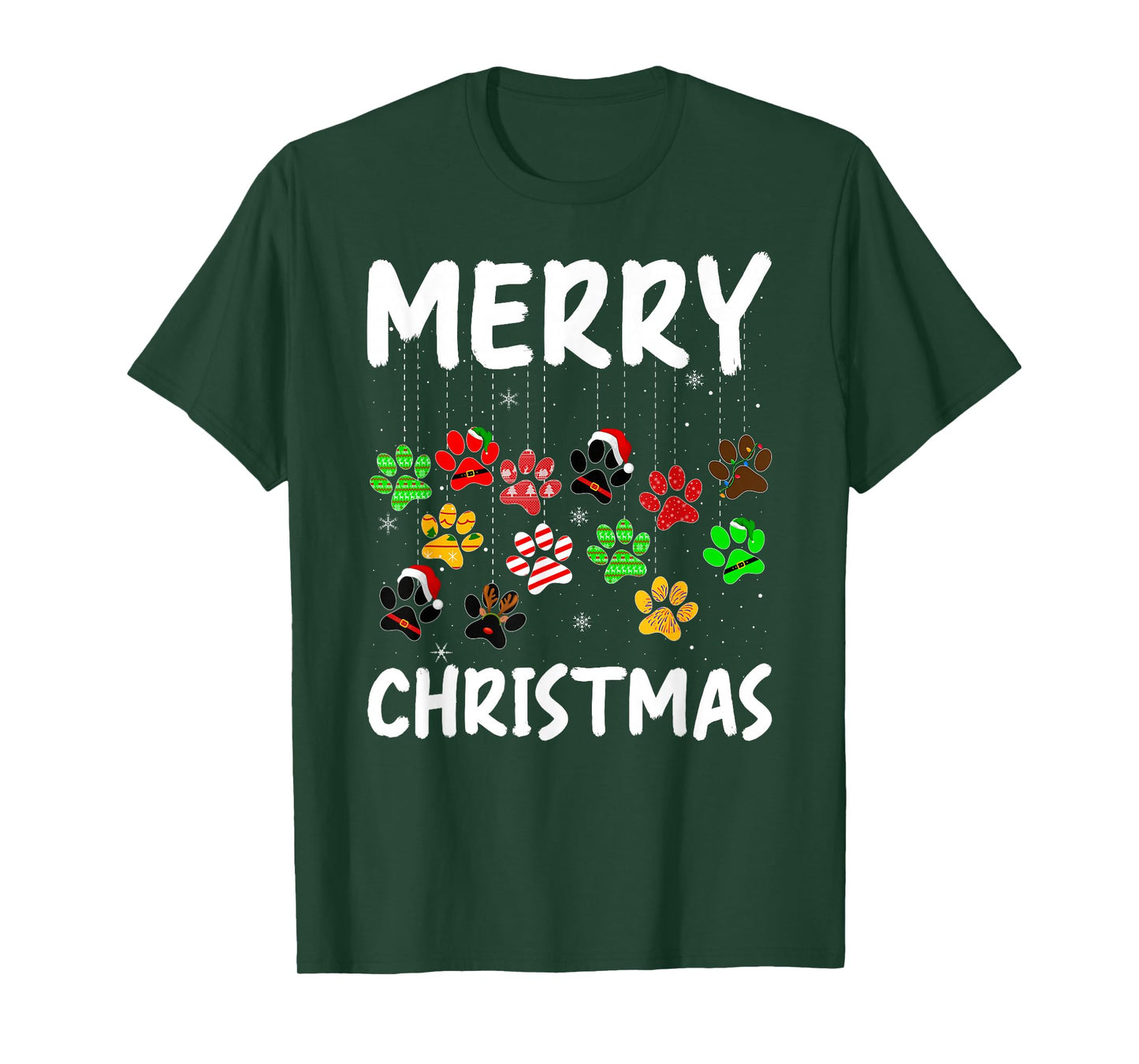 Dog Paw Merry Christmas Pajamas Puppy Dog Lover Xmas T-Shirt