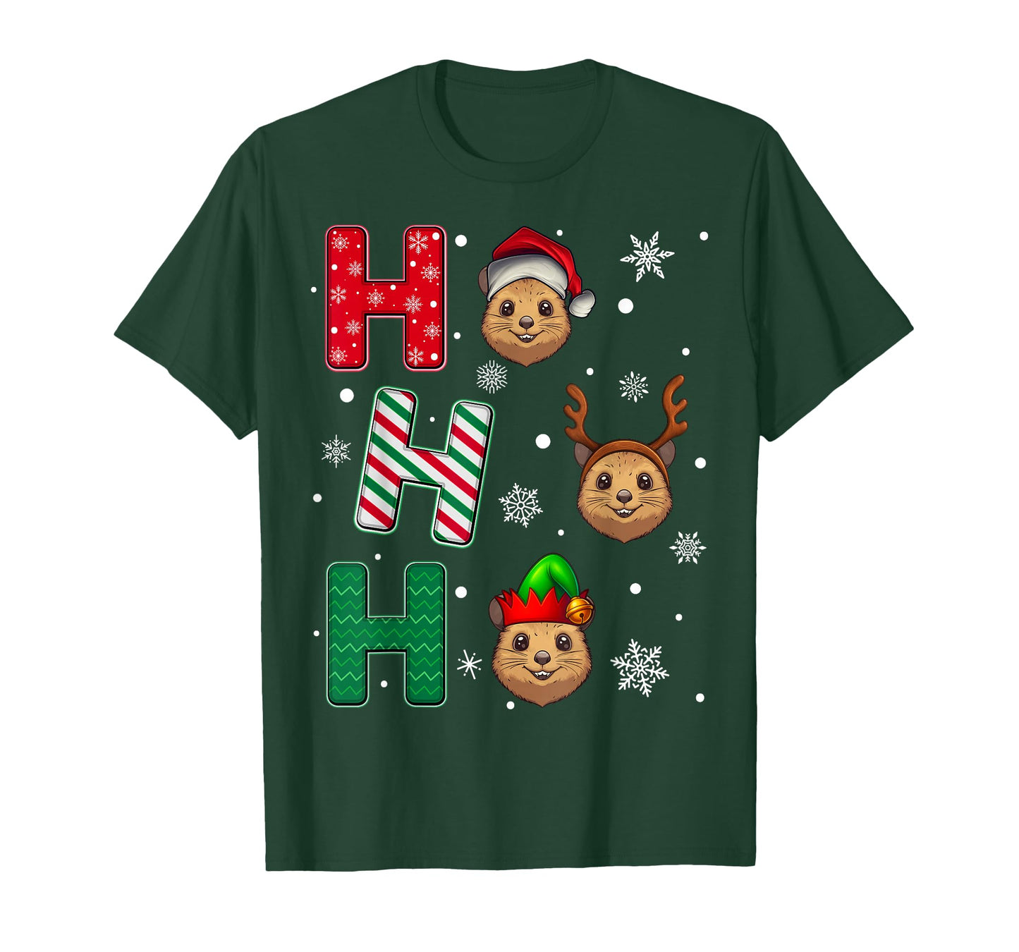 Ho Ho Ho Quokka Animal Matching Santa Elf Xmas T-Shirt