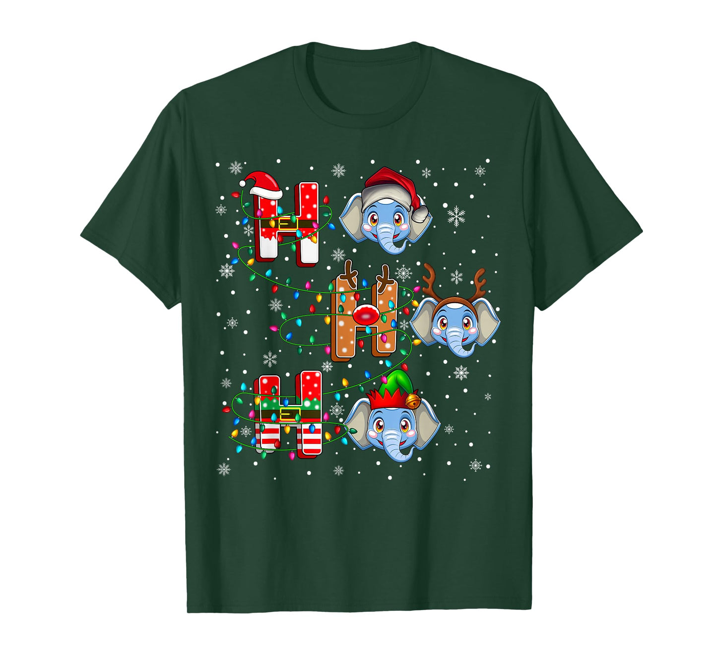 Ho Ho Ho Santa Reindeer Hat Elf Elephant Animal Christmas T-Shirt