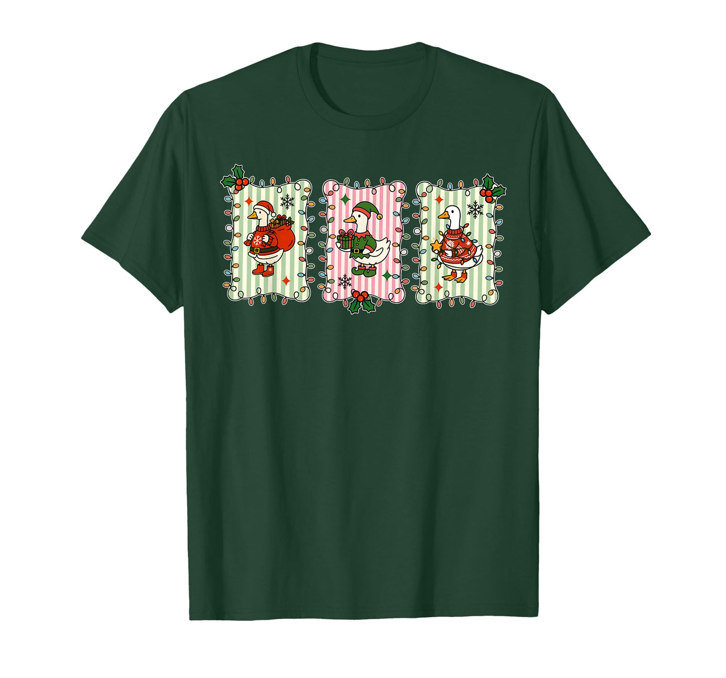 Retro Christmas Silly Goose Christmas Light Goosemas Funny T-Shirt